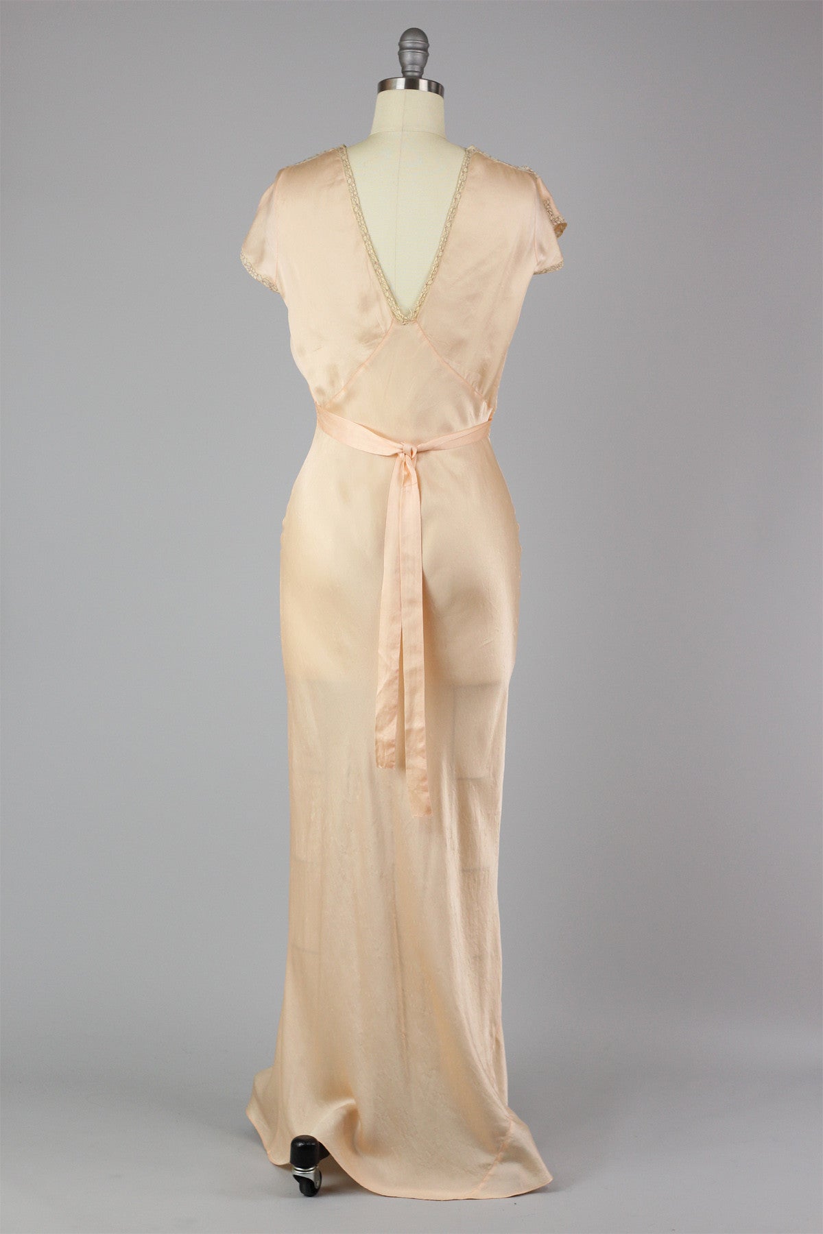 1930s French Silk Charmeuse Night Gown Rare Lingerie