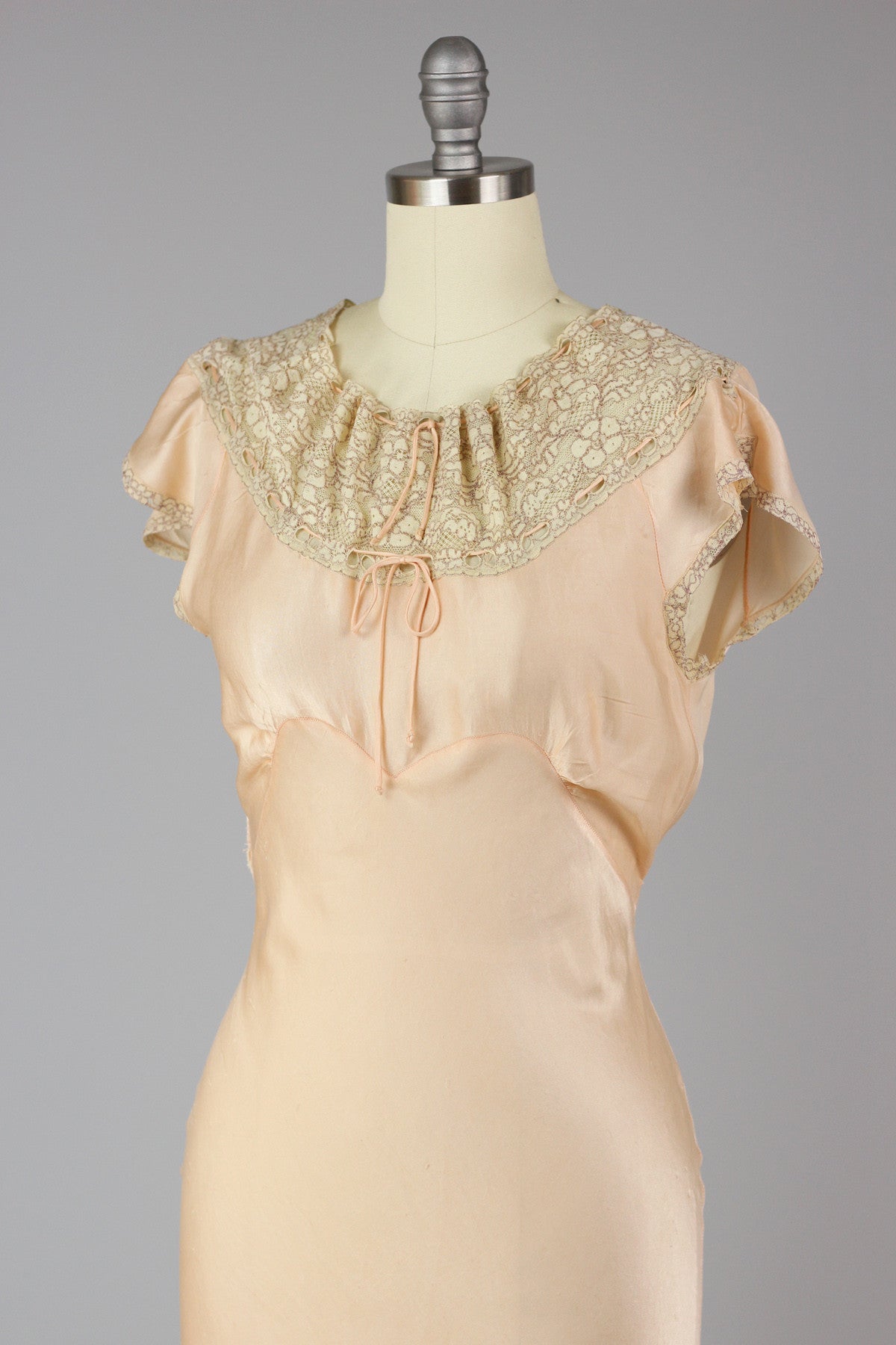 1930s French Silk Charmeuse Night Gown Rare Lingerie