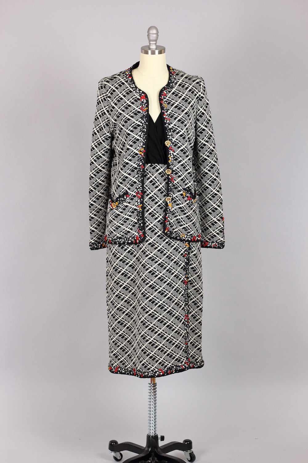 Vintage 1960s Adolfo Herringbone Wool Suit