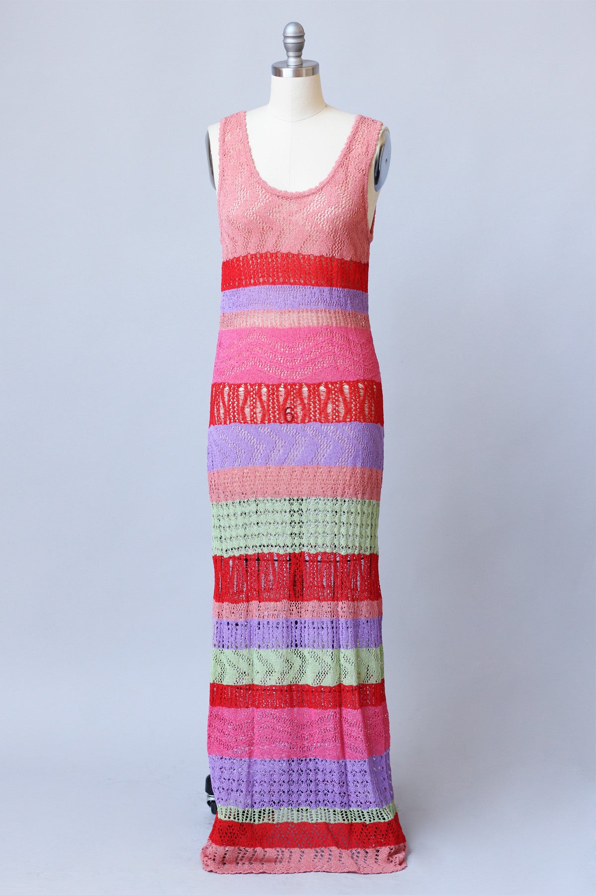 Rare Vintage 1990s Missoni Striped Knit Maxi Dress