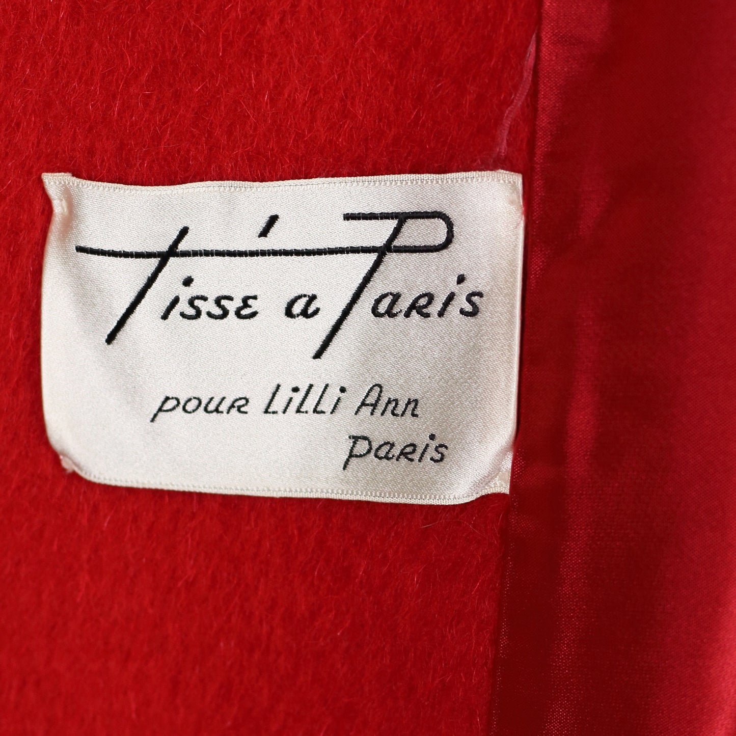 Lipstick Red 'Tisse a Paris' for Lilli Ann Vintage 1960s Swing Coat