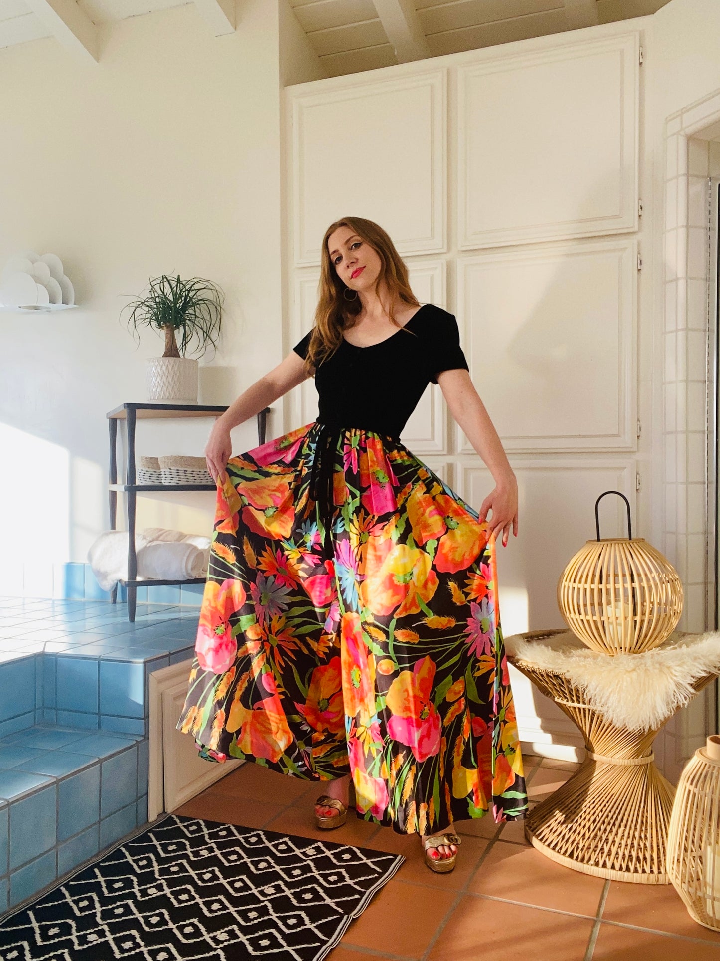 60s Silk Palazzo Pant Jumpsuit