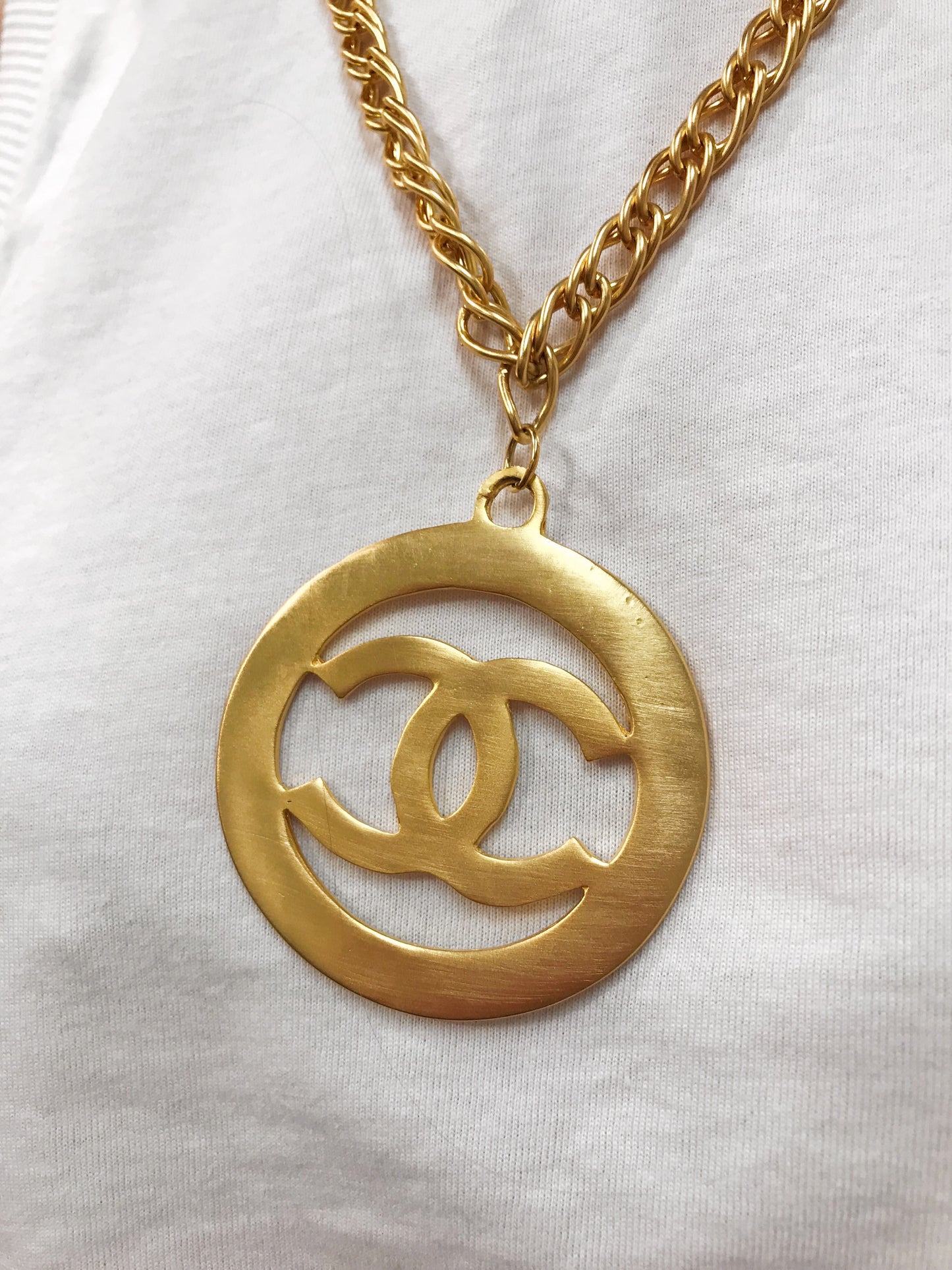 Vintage Chanel Logo Necklace & Earring Set