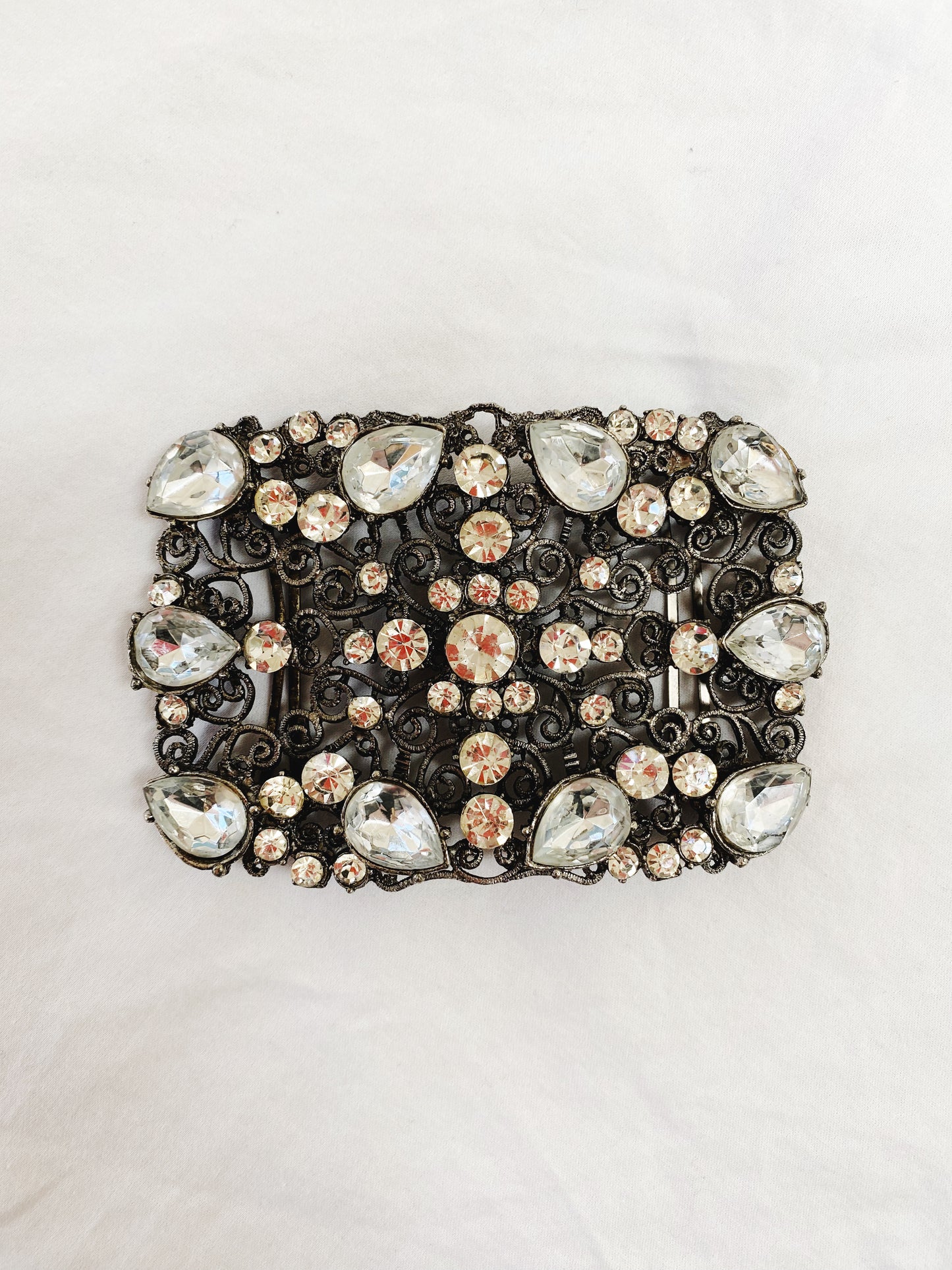 Art Deco Filigree Sterling Rhinestone Belt