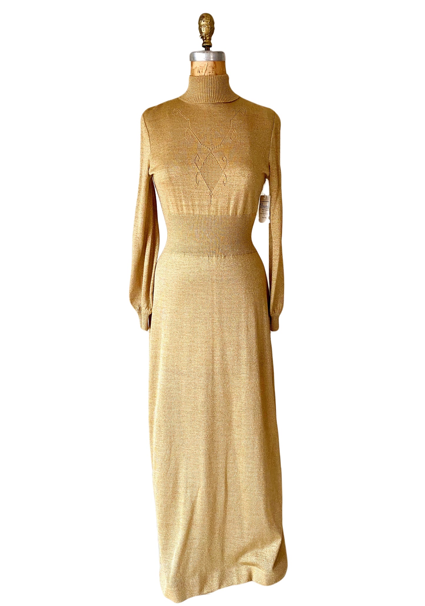 70s Gold Lurex Knit Sweater Dress