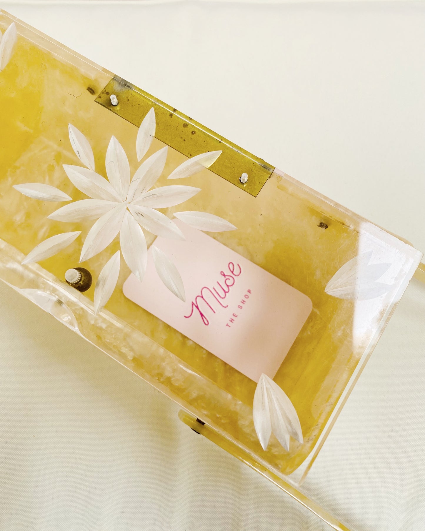 Butterscotch Yellow Lucite 1950s Box Purse