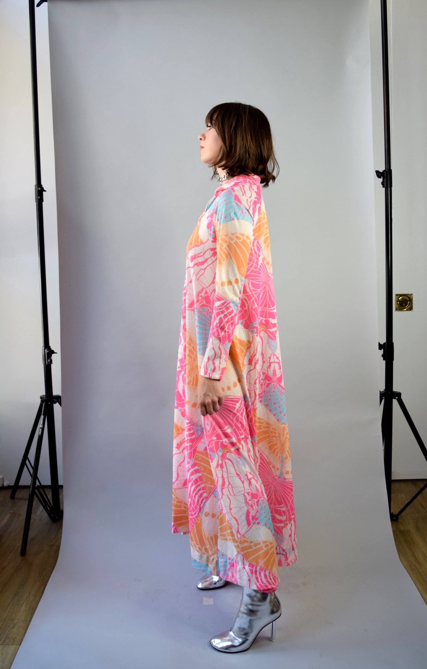 Vintage Butterfly Print Jersey Caftan