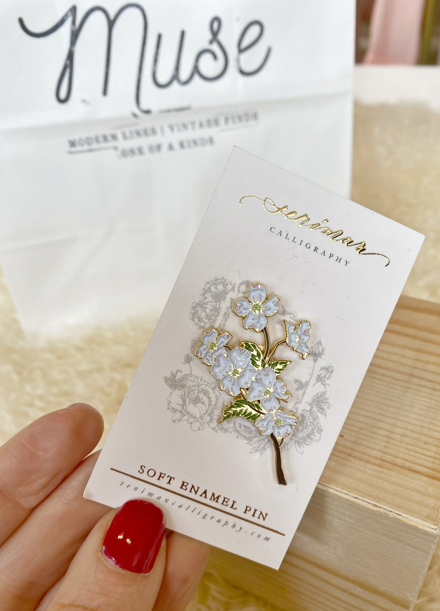 White Dogwoods Soft Enamel Pin