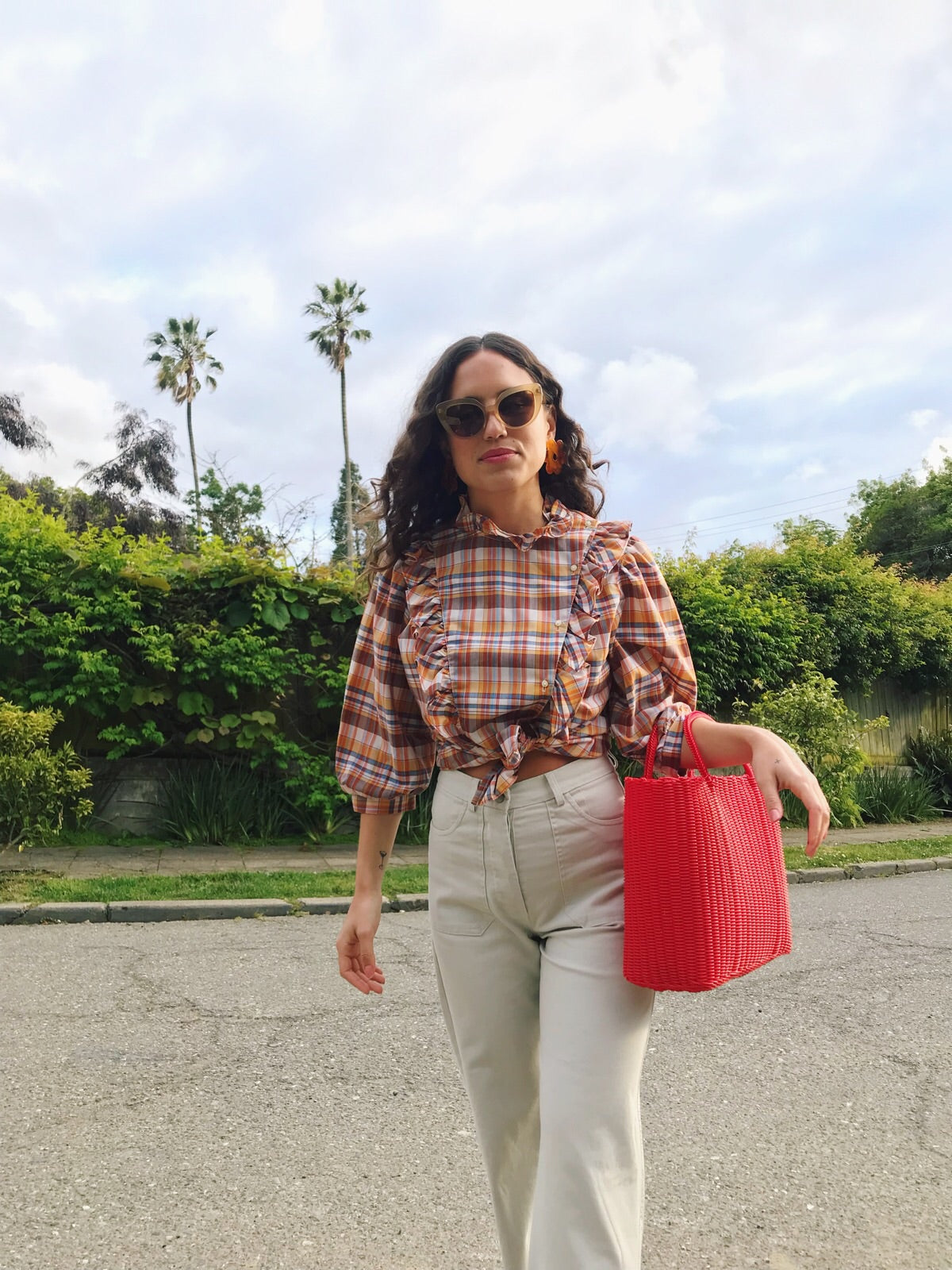 Vintage Red Woven Tote