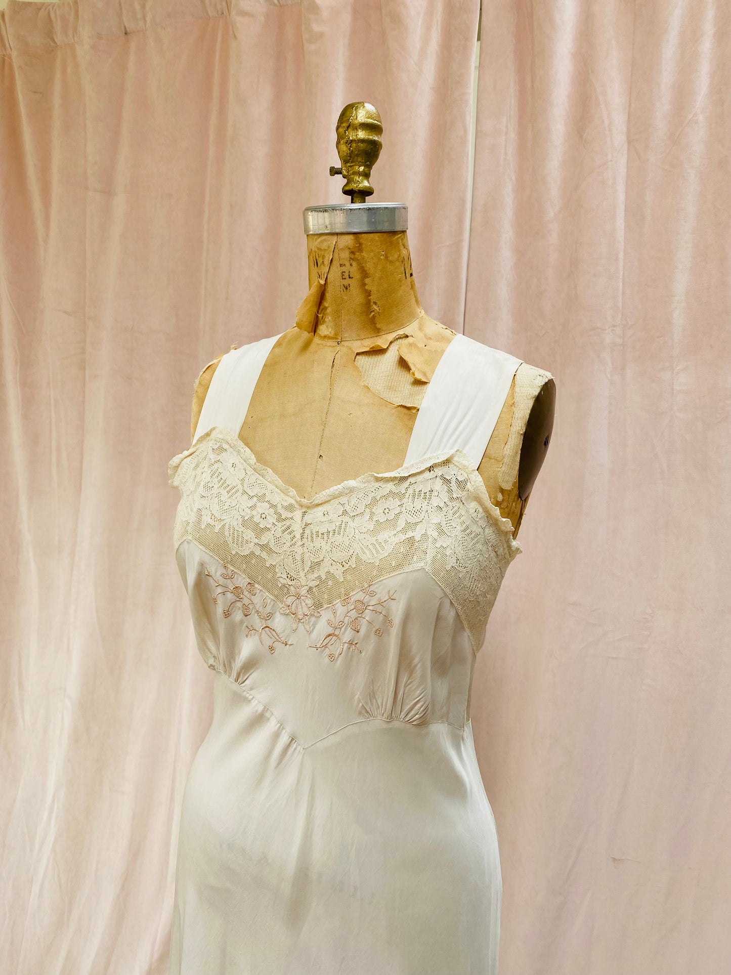 1930s Bias Cut Nightgown Slip Dress
