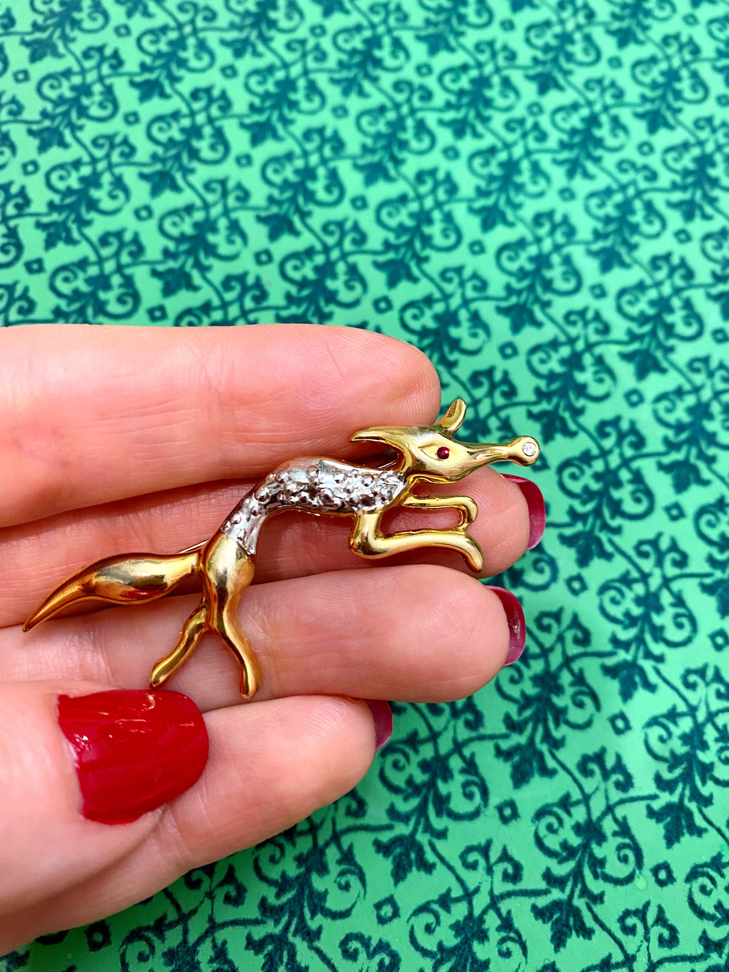 1950s Gold Plated Fox Brooch