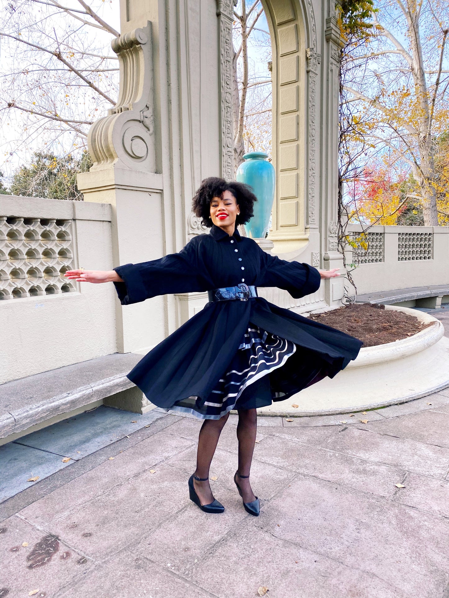 Albert Nipon 40s Style Tiered Ruffle Dress