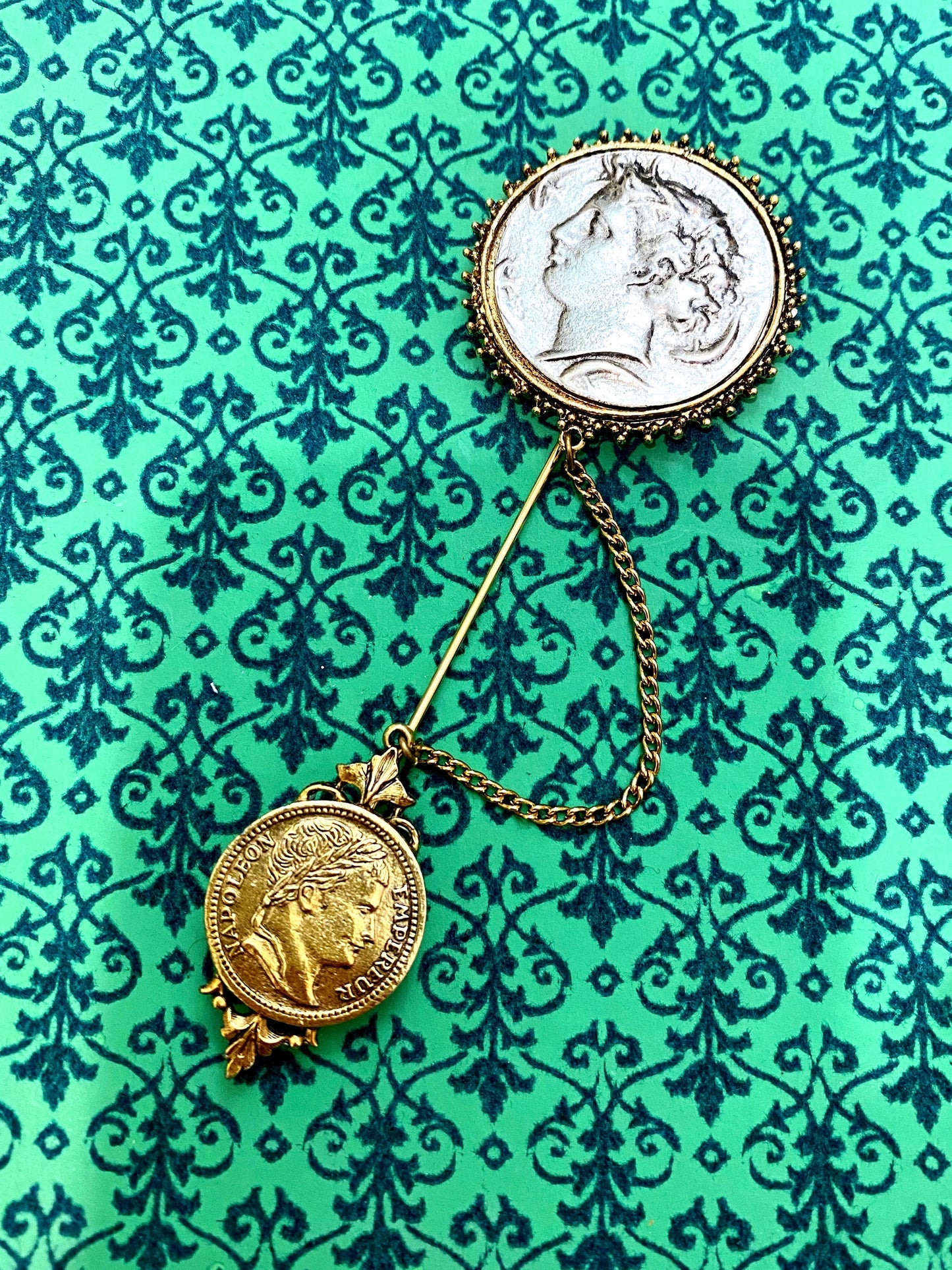 1950s-60s Signed ART Greek Coin Pin