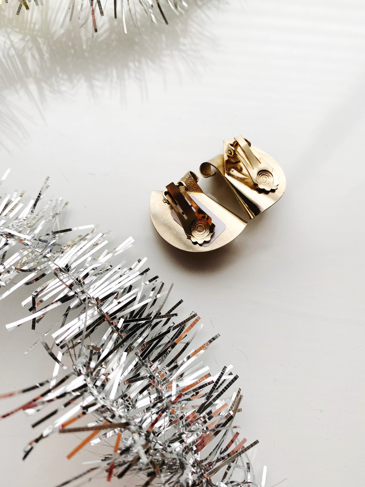 Modernist Twisted Metal Clip Earrings