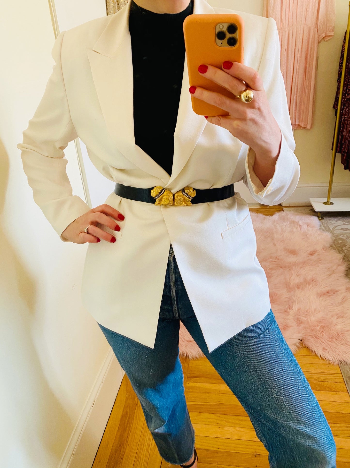 Judith Leiber Snakeskin Swarovski Crystal Dog Belt