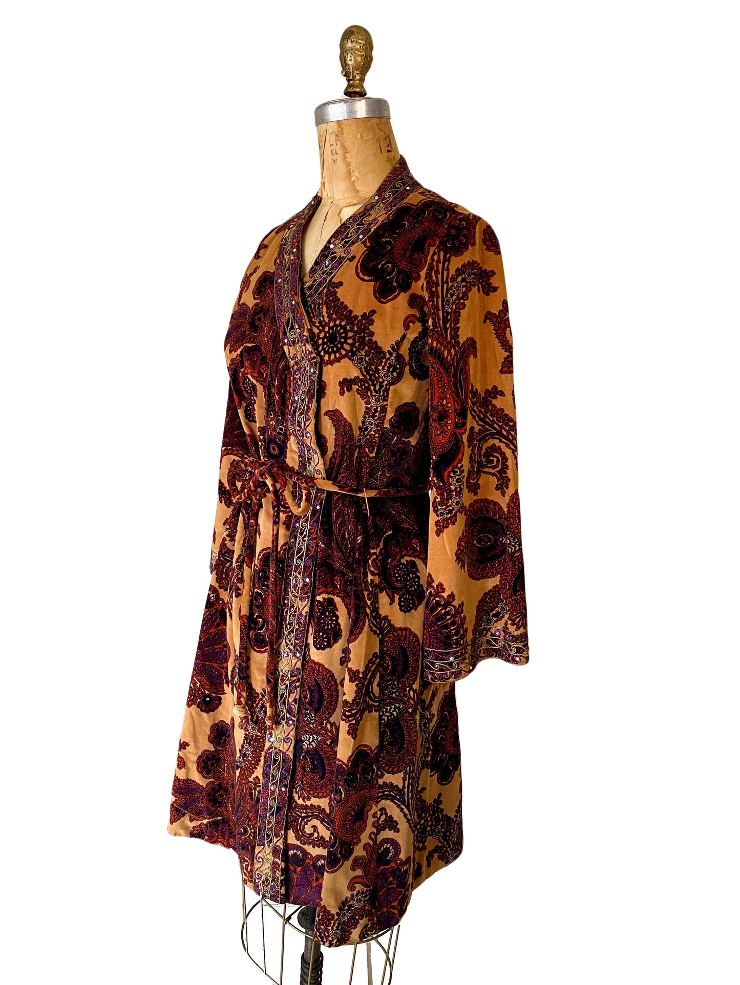 1960s Mr. Mort Velvet Paisley Dress/Coat