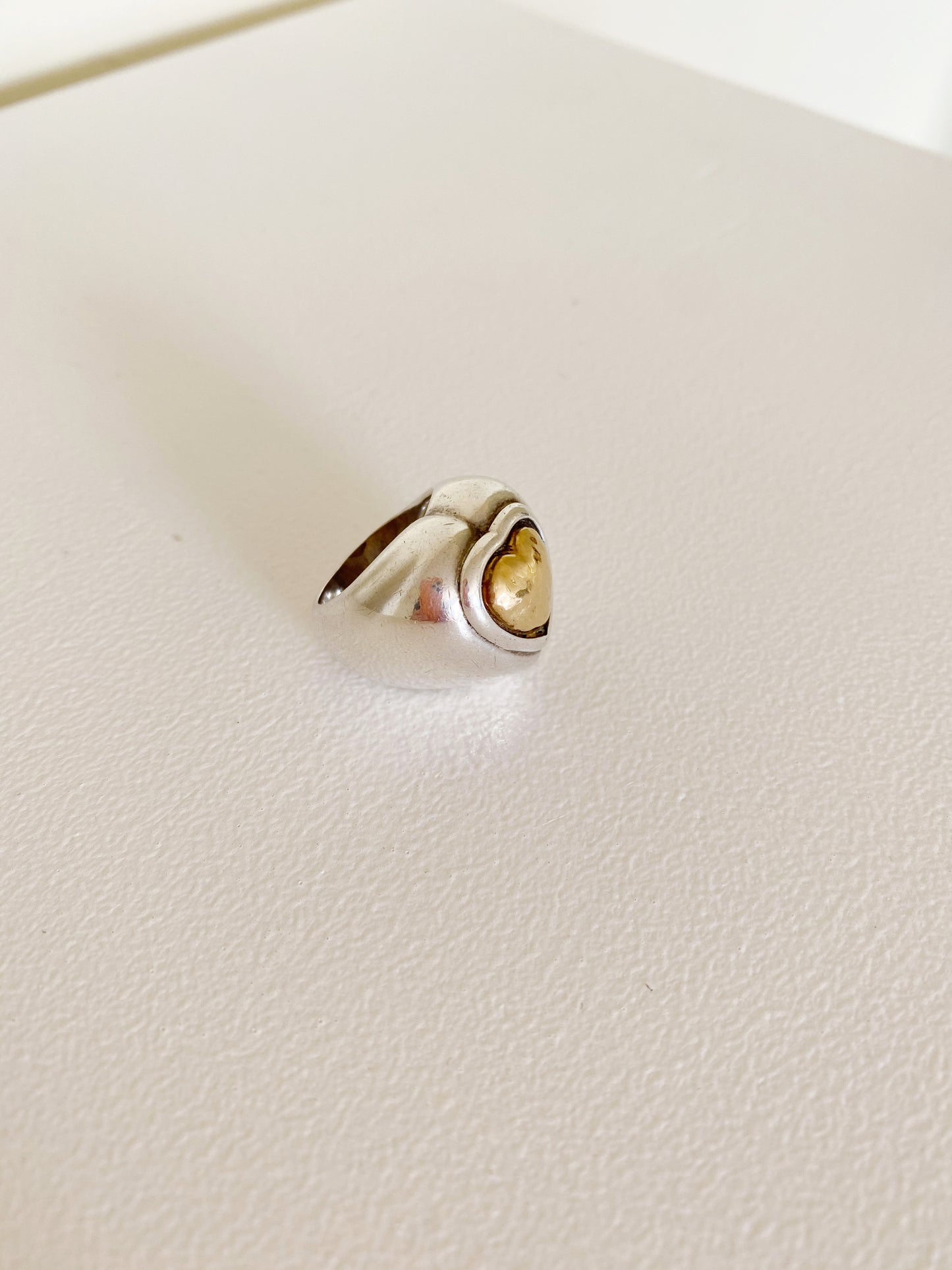 Vintage Chunky Sterling Heart Ring