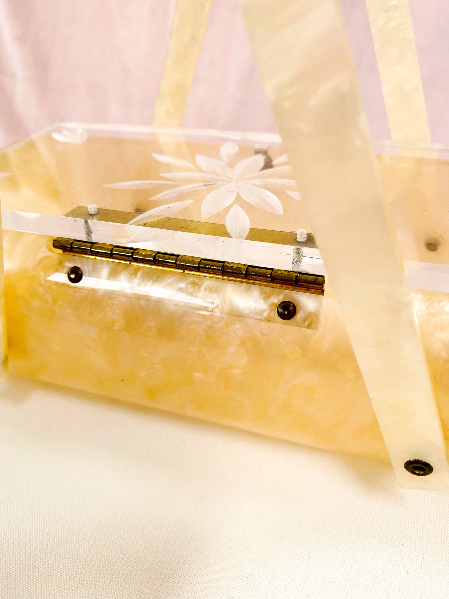 Butterscotch Yellow Lucite 1950s Box Purse