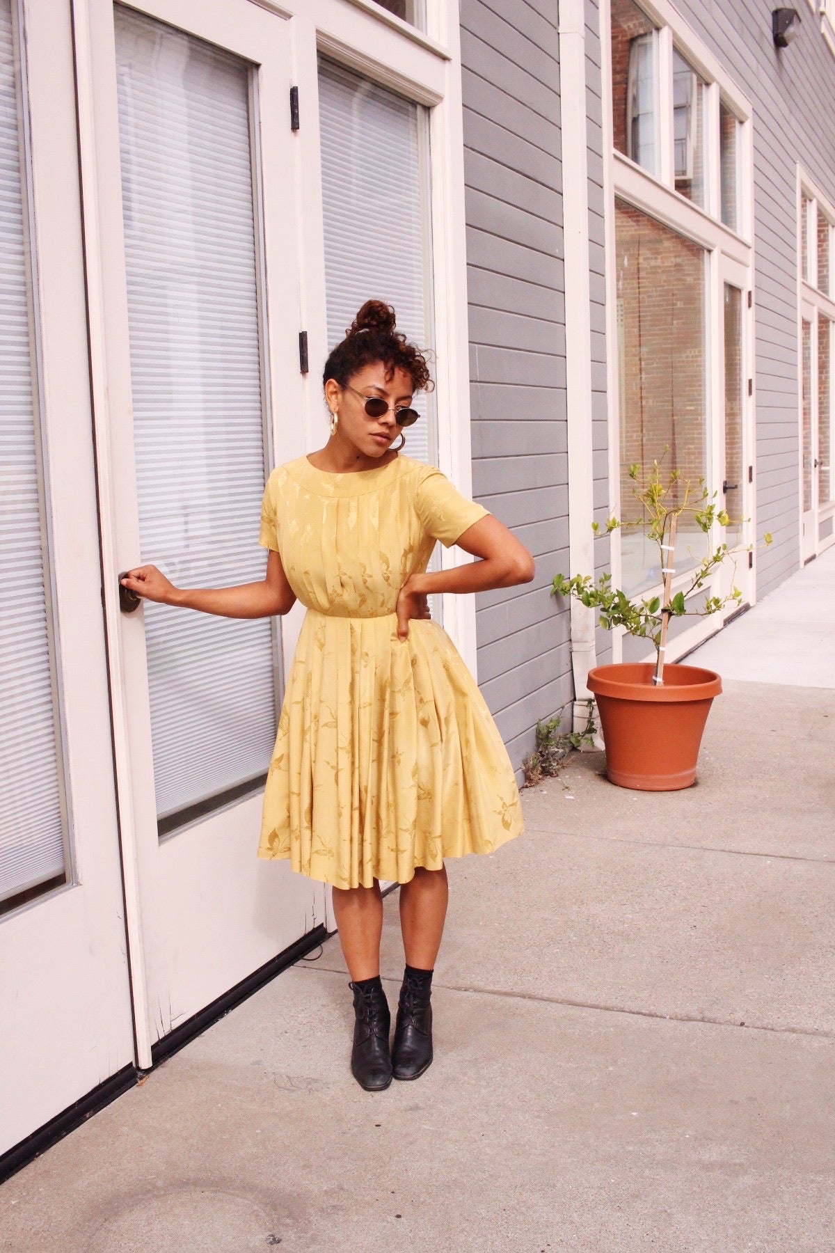 Silk Box Pleat Butterfly Dress