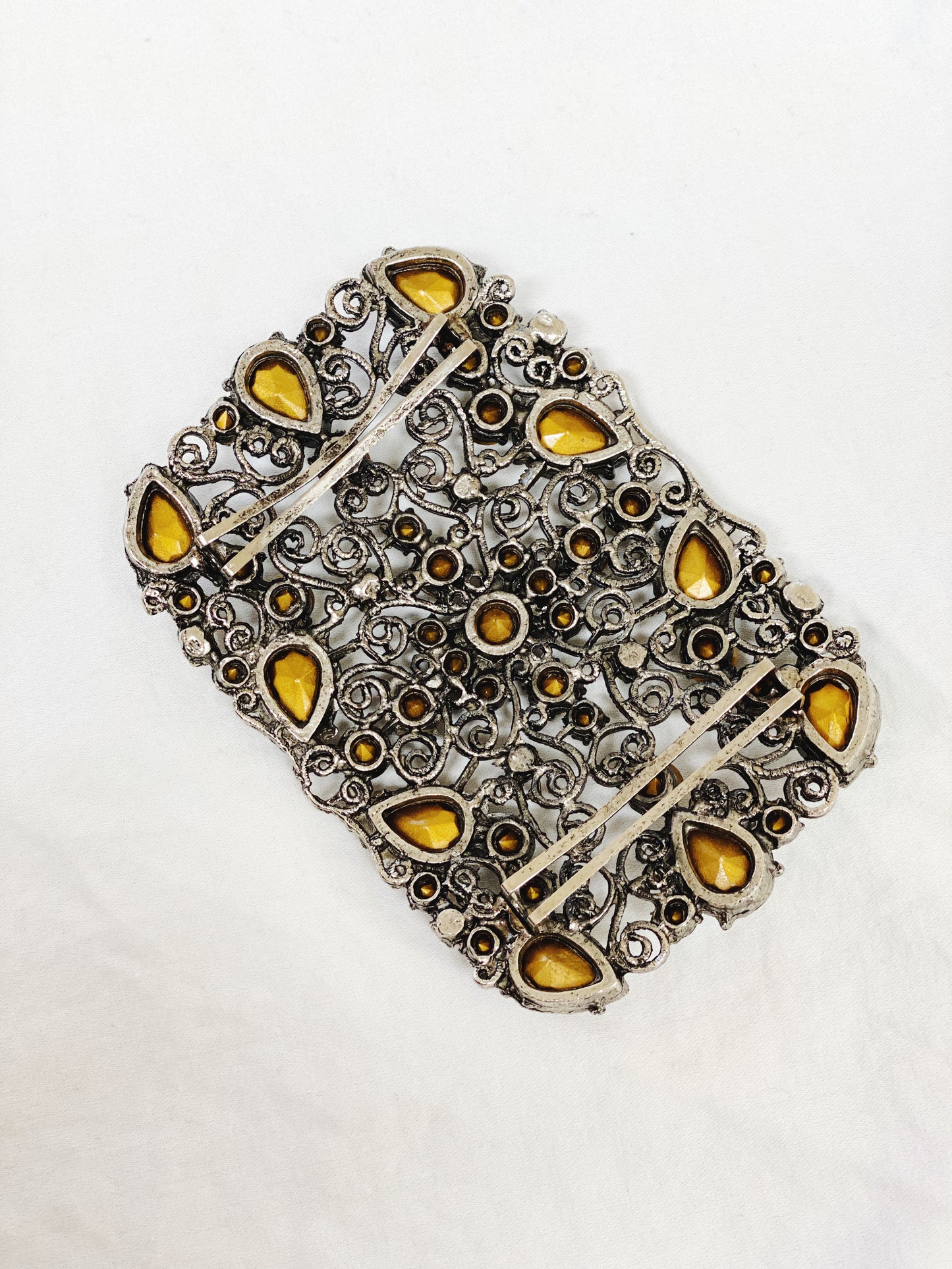 Art Deco Filigree Sterling Rhinestone Belt