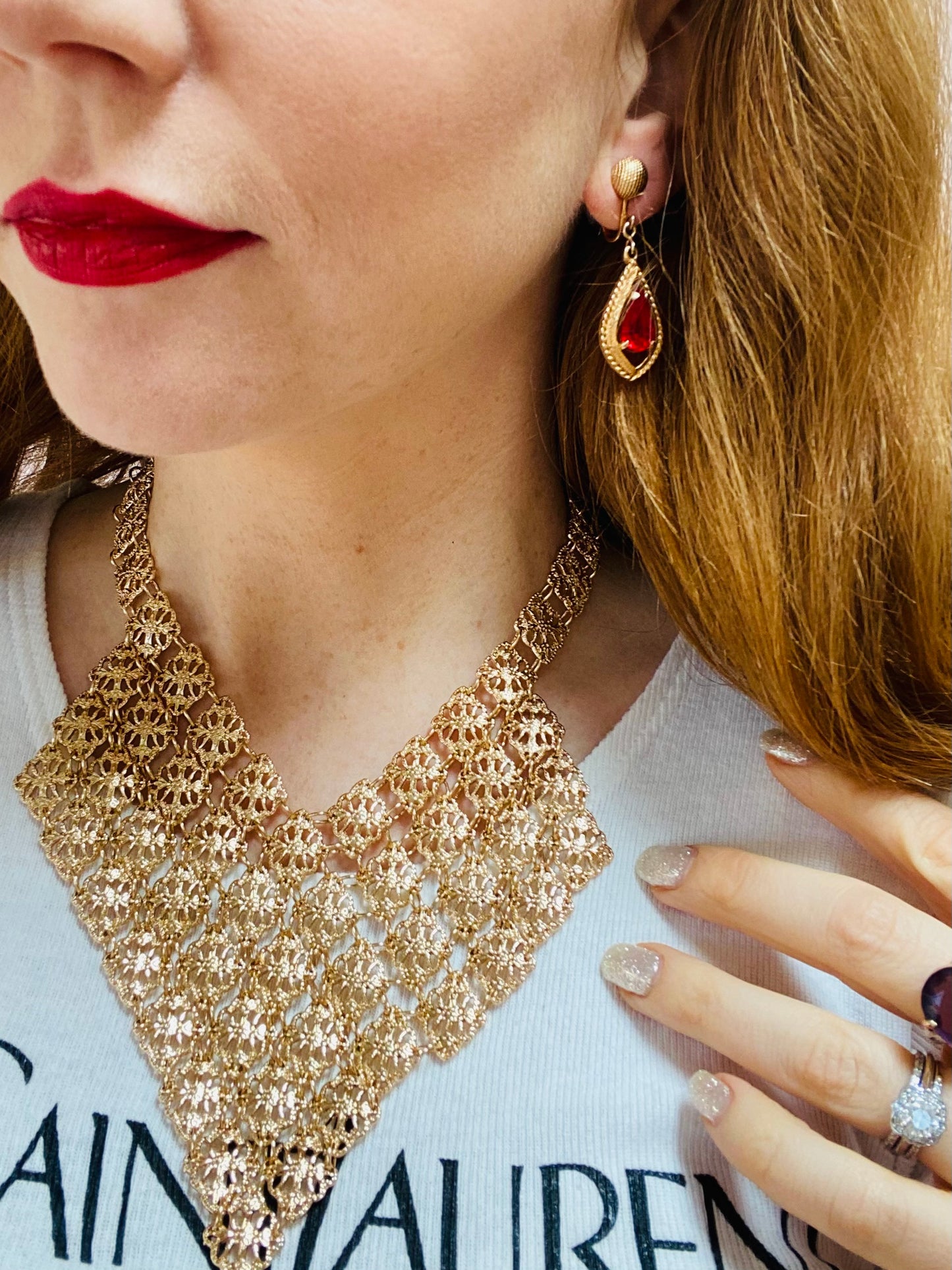 Gold Filigree Statement Choker/Collar Necklace