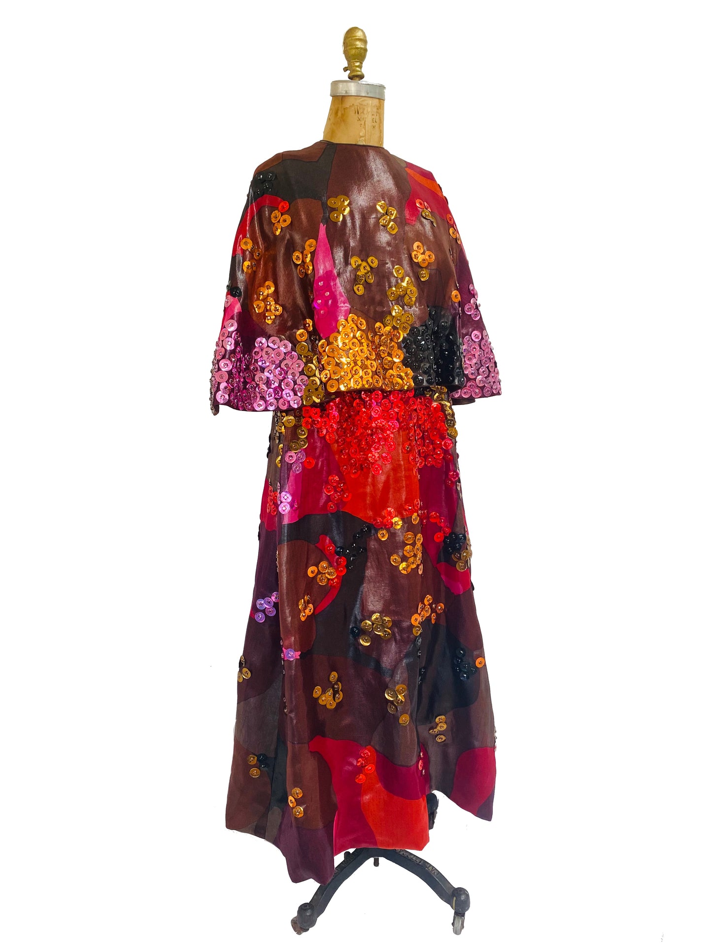 Rare 1965 Oscar de la Renta for Jane Derby Embellished Silk Gown