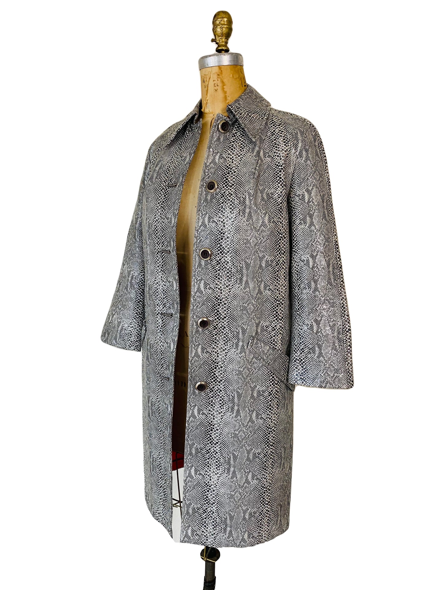 60s Mod Snakeskin Leather Trench