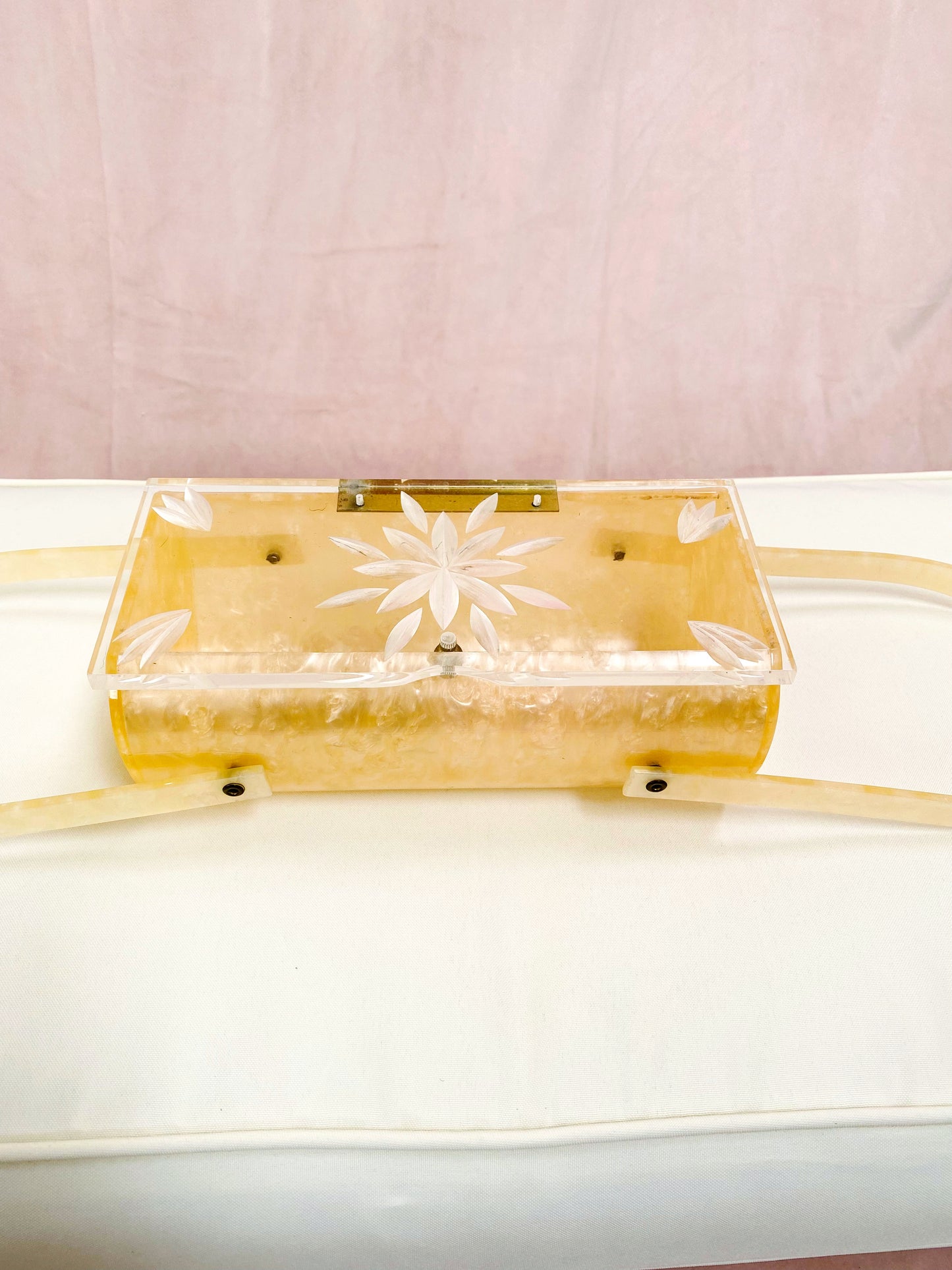 Butterscotch Yellow Lucite 1950s Box Purse