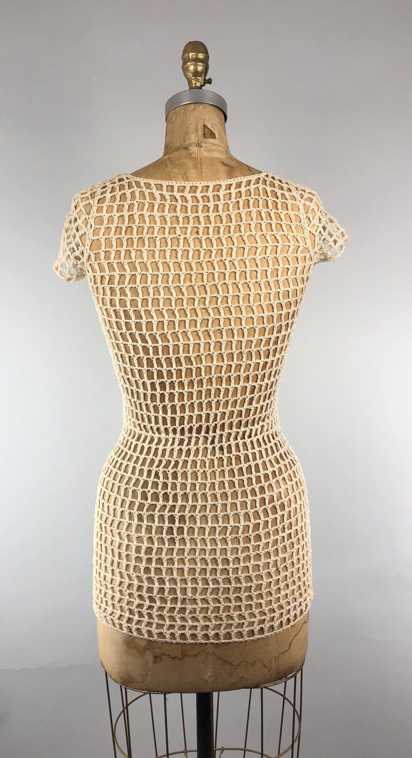 Rare 1960s Mod Mesh Mini Dress / Top