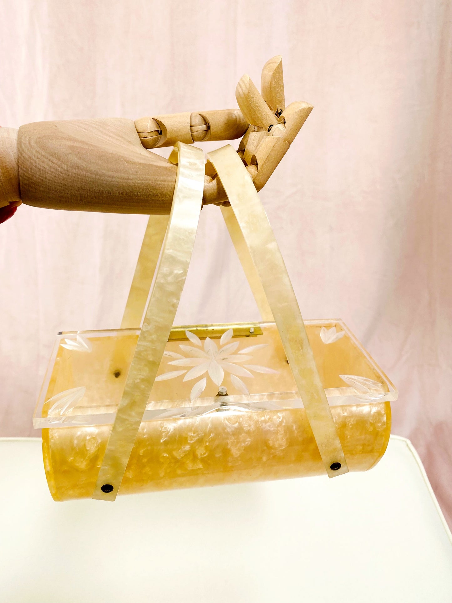 Butterscotch Yellow Lucite 1950s Box Purse