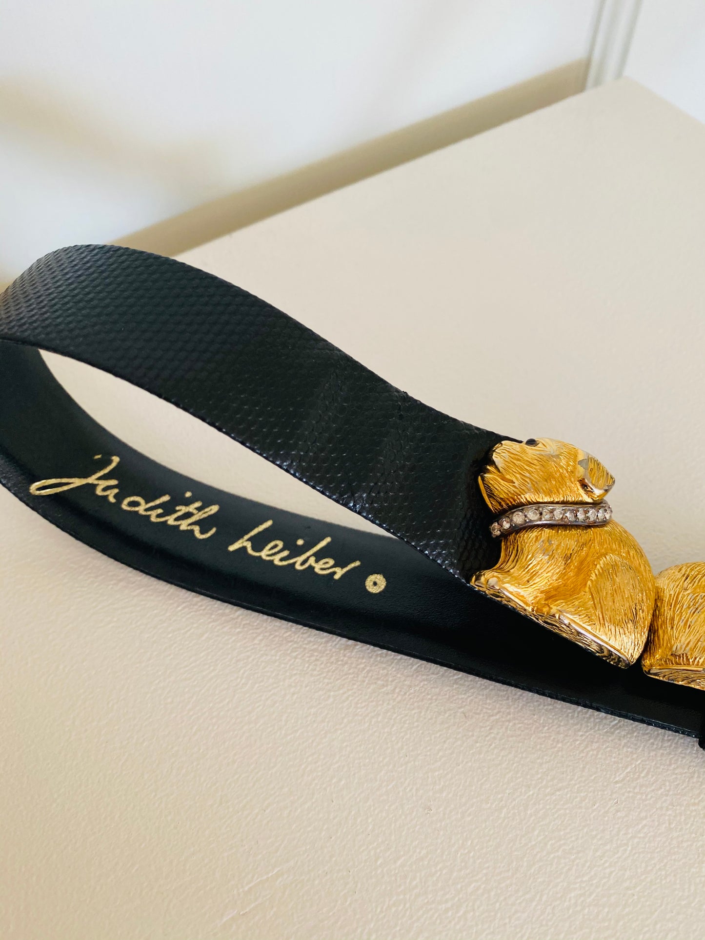 Judith Leiber Snakeskin Swarovski Crystal Dog Belt