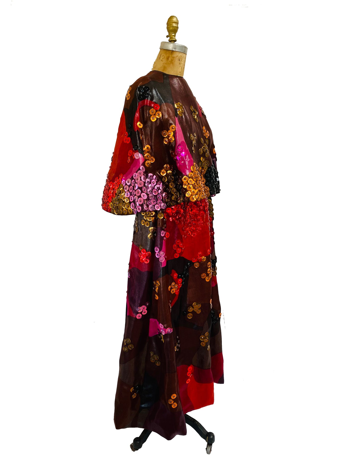 Rare 1965 Oscar de la Renta for Jane Derby Embellished Silk Gown