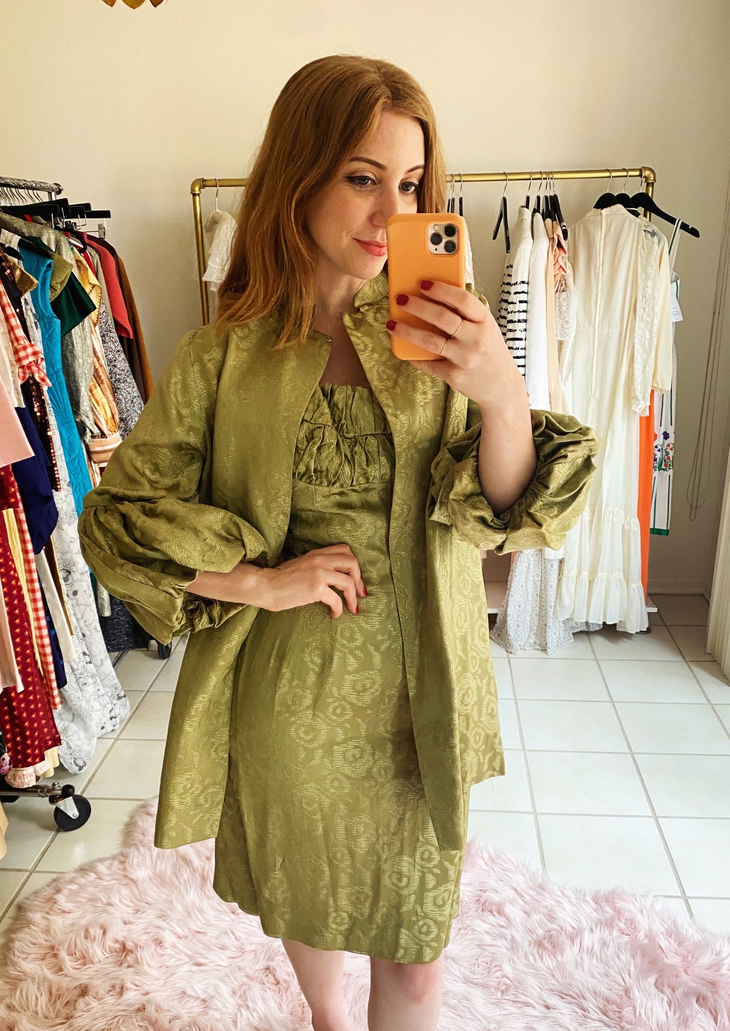 The Priscilla | Vintage 1950s-60s Lillie Rubin Moss Gold Lamé Dress Set