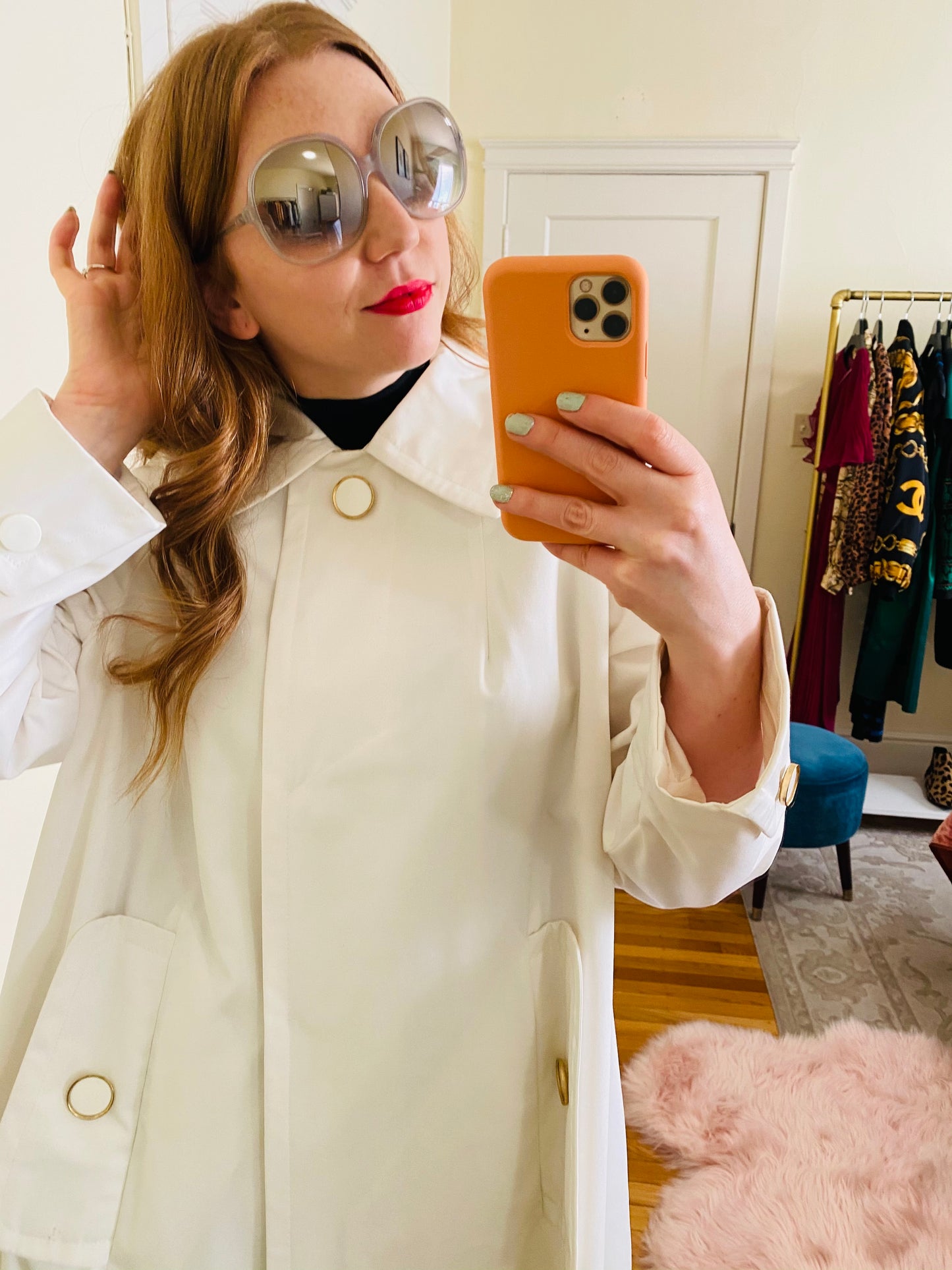 60s Mod White Rain Coat