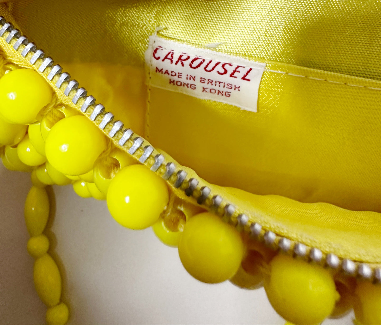 Vintage 60s Yellow Beaded Lucite Bag