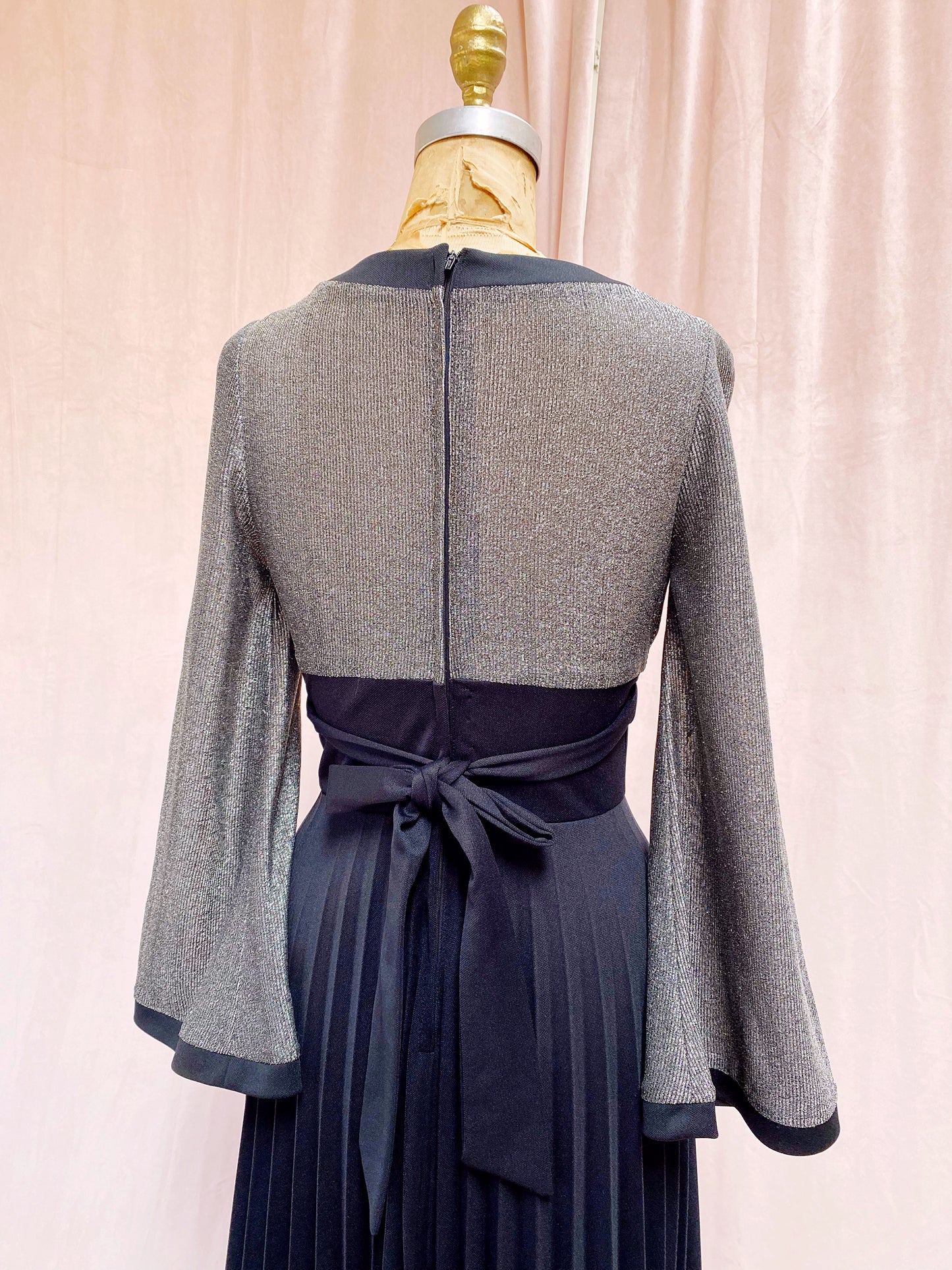 Vera Mont Paris 70s Lurex Accordion Pleat Gown