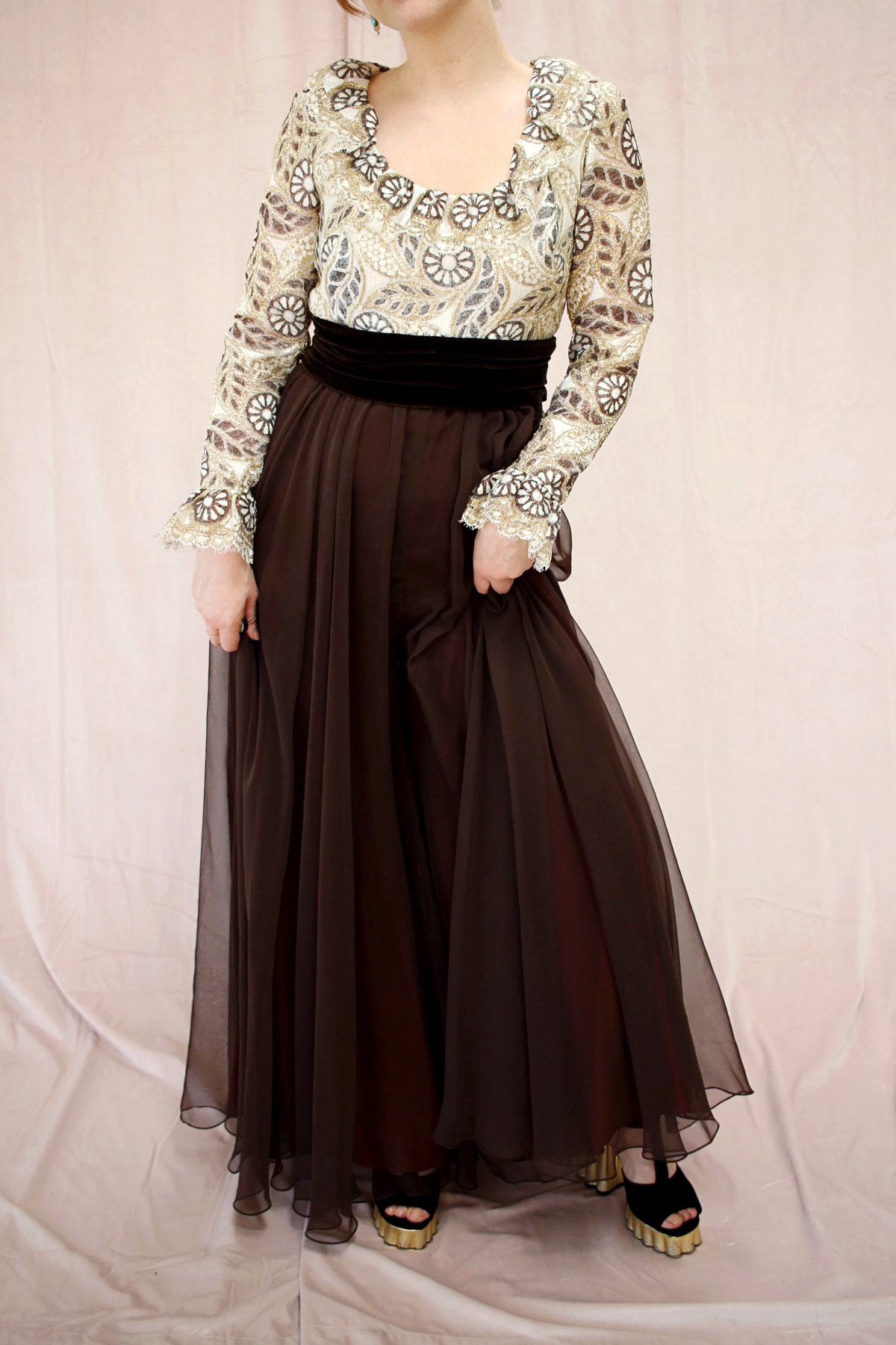 60s Daisy Lace Palazzo Jumpsuit