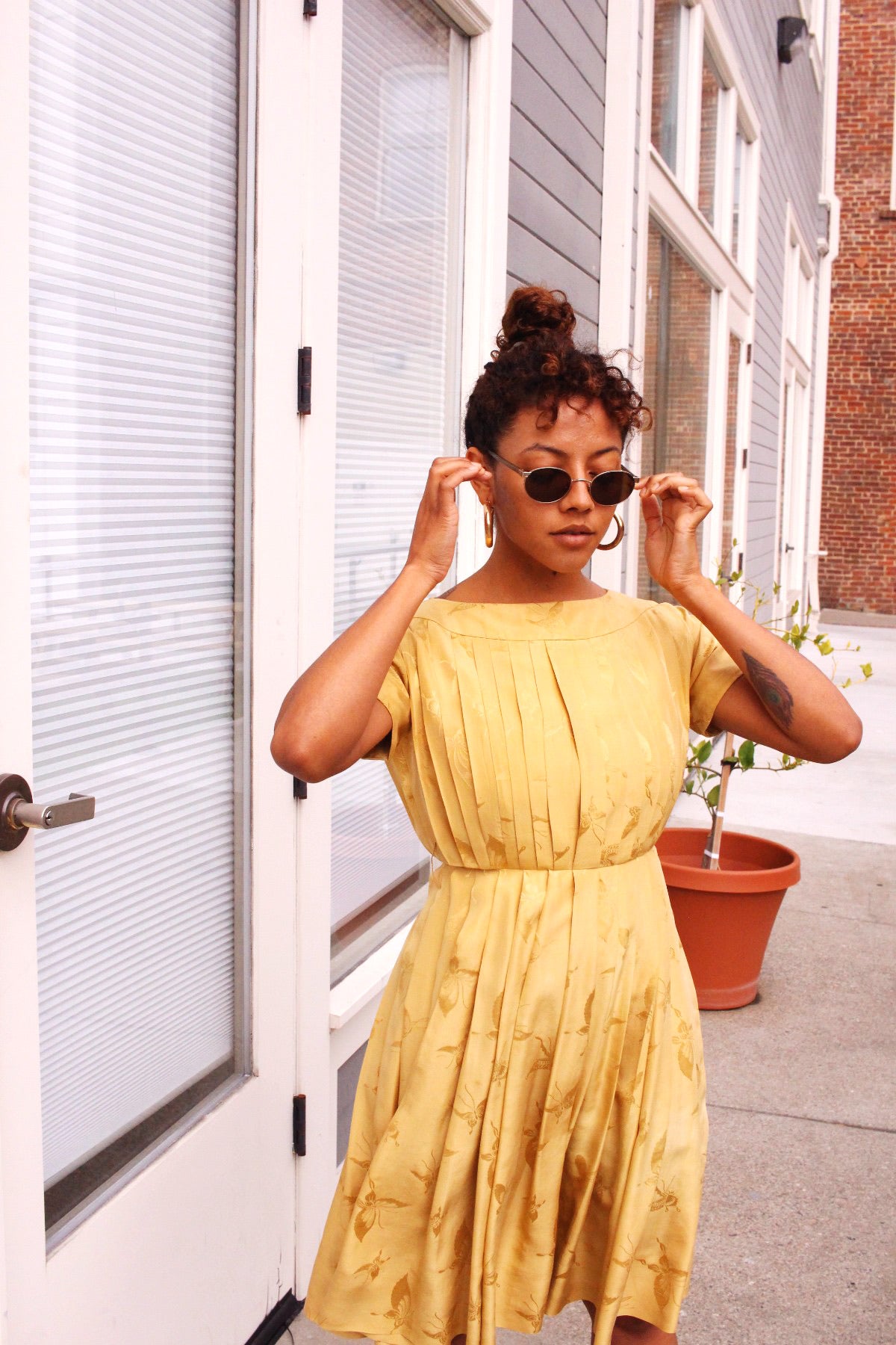 Silk Box Pleat Butterfly Dress