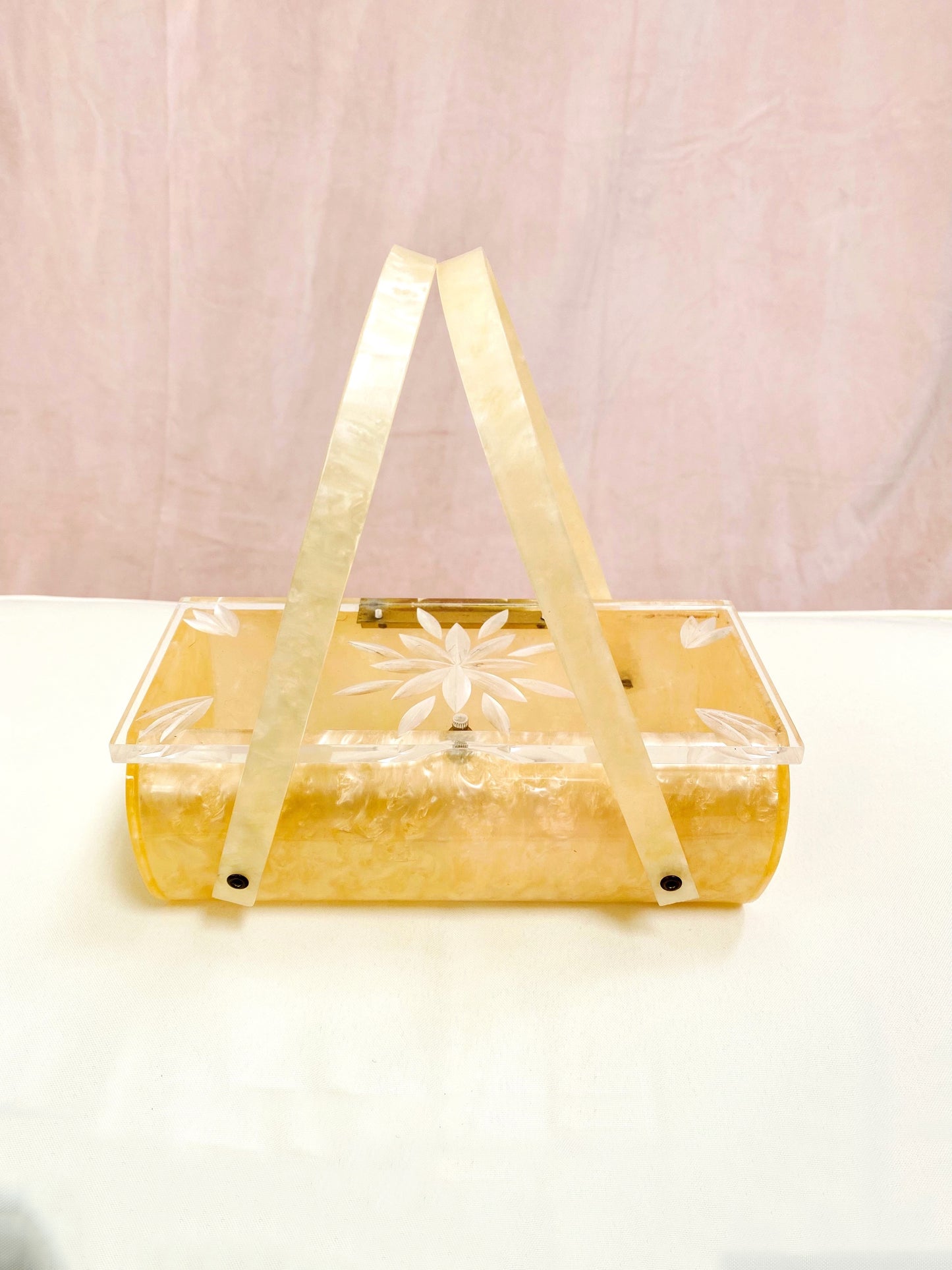 Butterscotch Yellow Lucite 1950s Box Purse