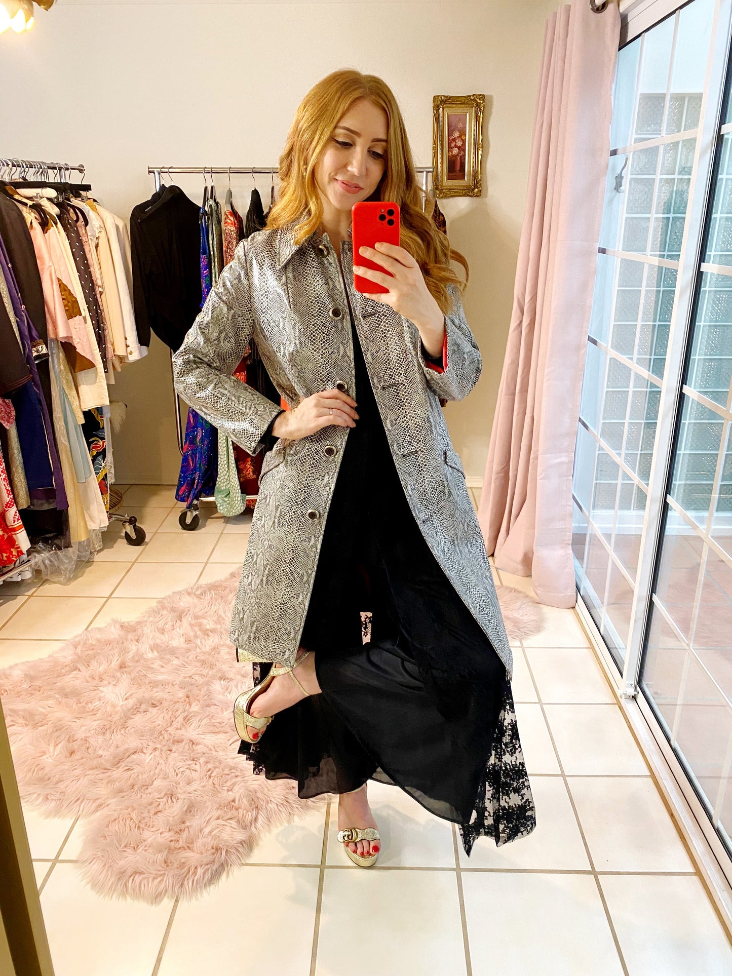 60s Mod Snakeskin Leather Trench