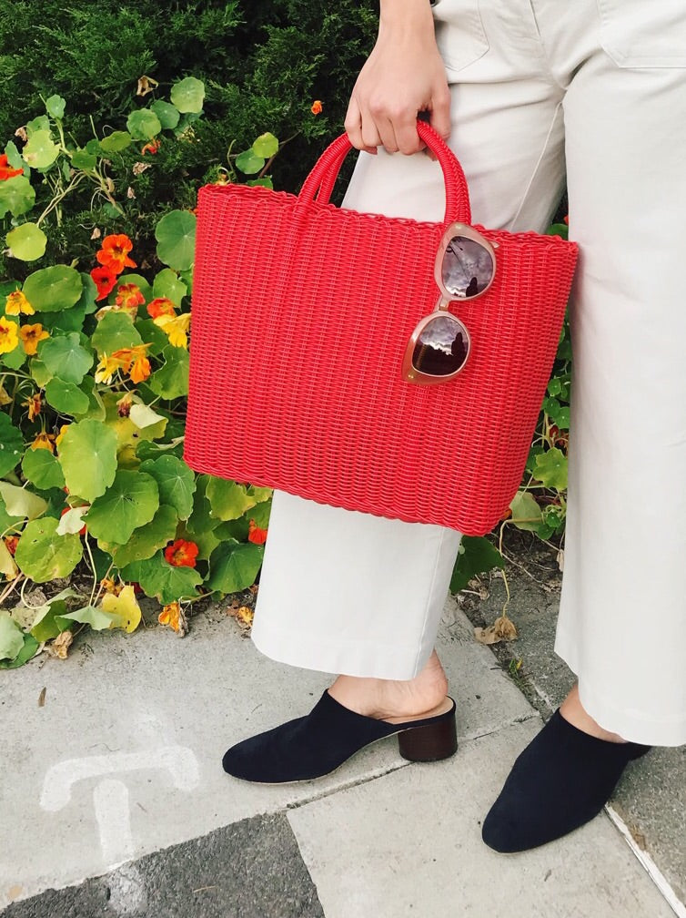 Vintage Red Woven Tote
