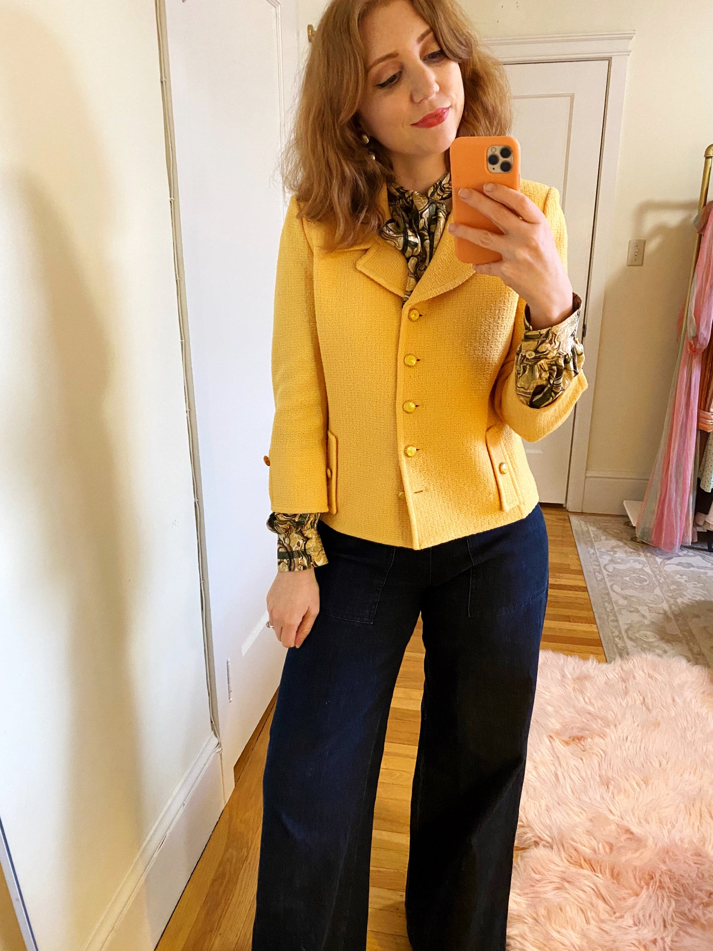 Vintage St. John Pastel Yellow Knit Blazer