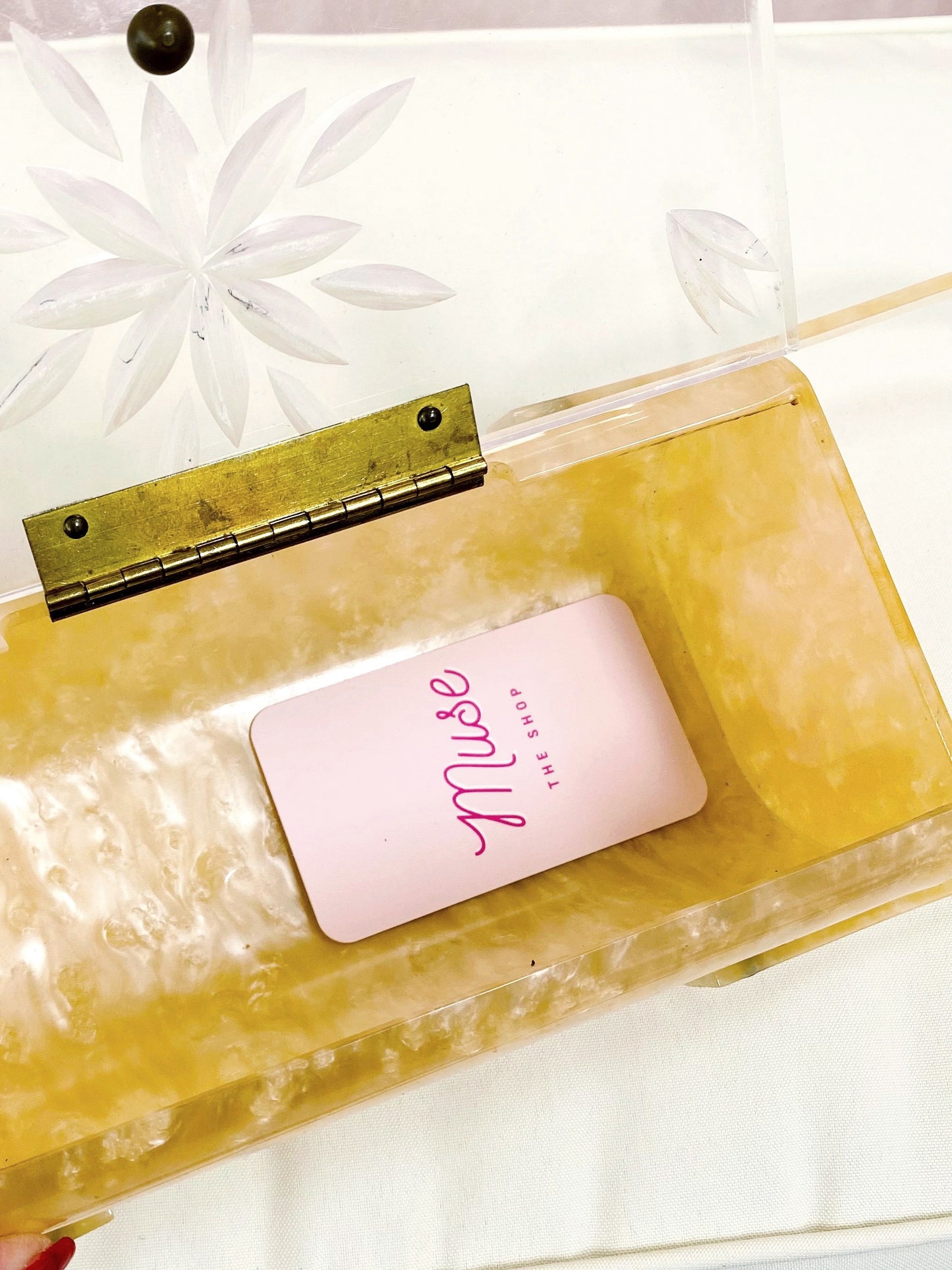 Butterscotch Yellow Lucite 1950s Box Purse