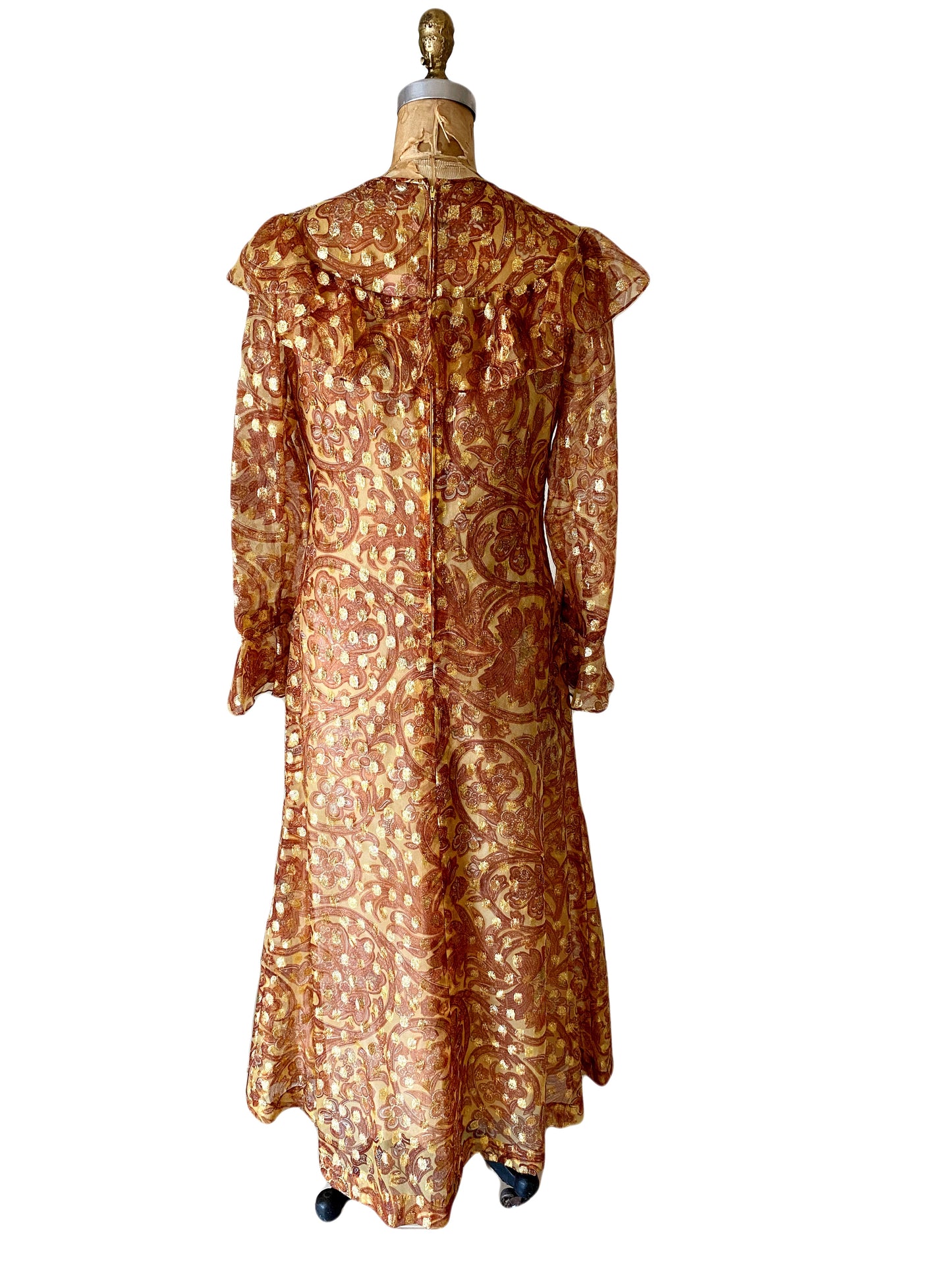 Late 1960s Oscar De La Renta Boutique Gold Metallic Dress