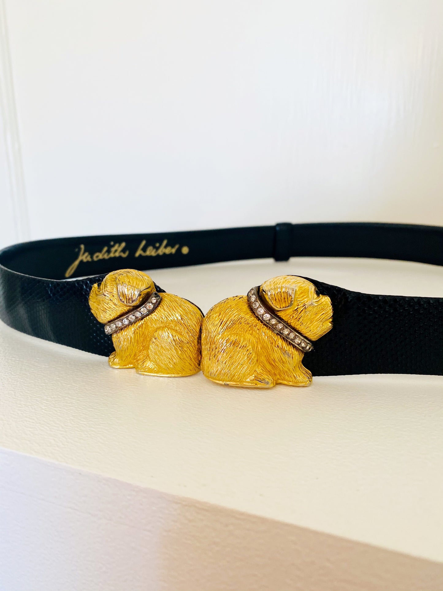 Judith Leiber Snakeskin Swarovski Crystal Dog Belt