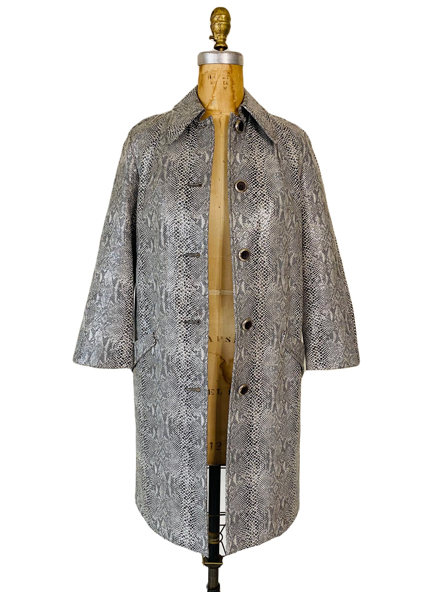60s Mod Snakeskin Leather Trench