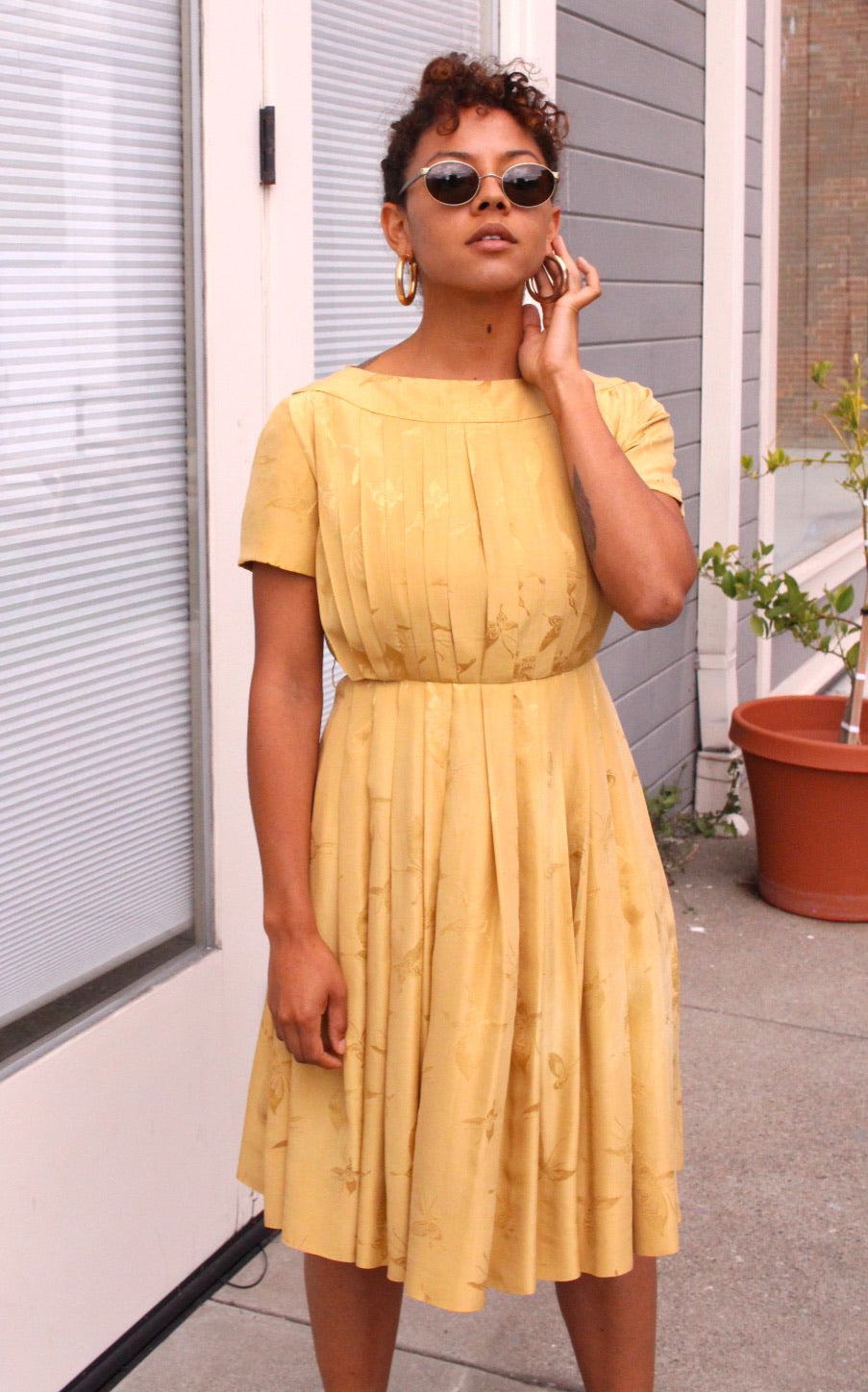 Silk Box Pleat Butterfly Dress