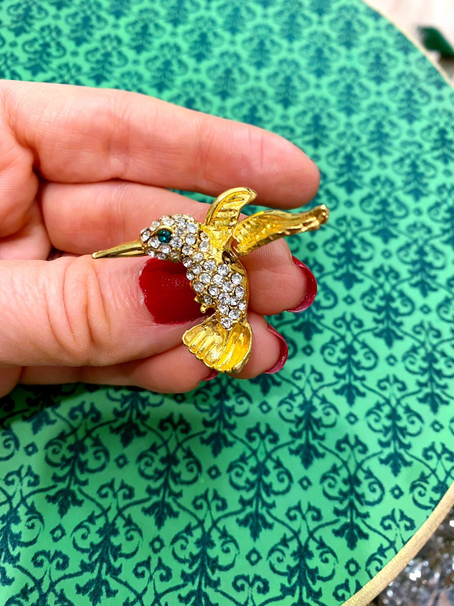 1950s-60s Hummingbird Brooch with Articulated Wing