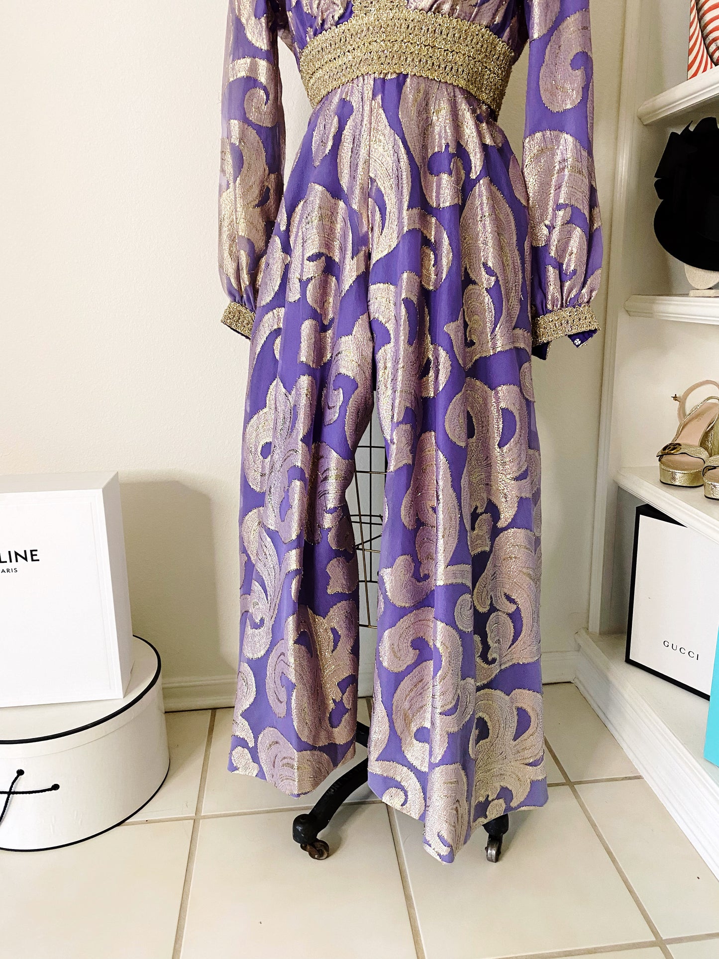 Purple & Gold Paisley Rare Vintage Lurex Jumpsuit
