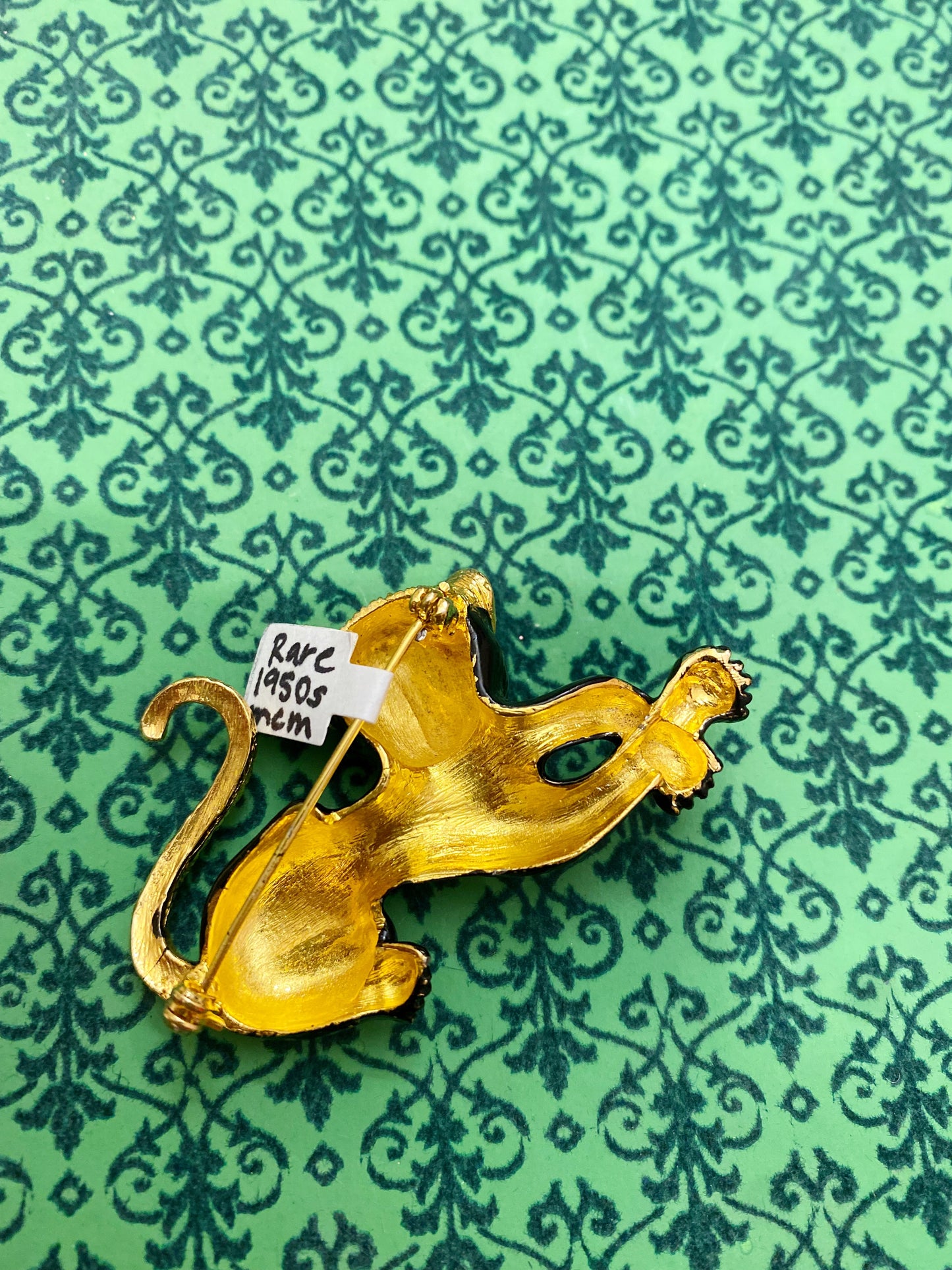 1950s Black Cat Enamel Brooch